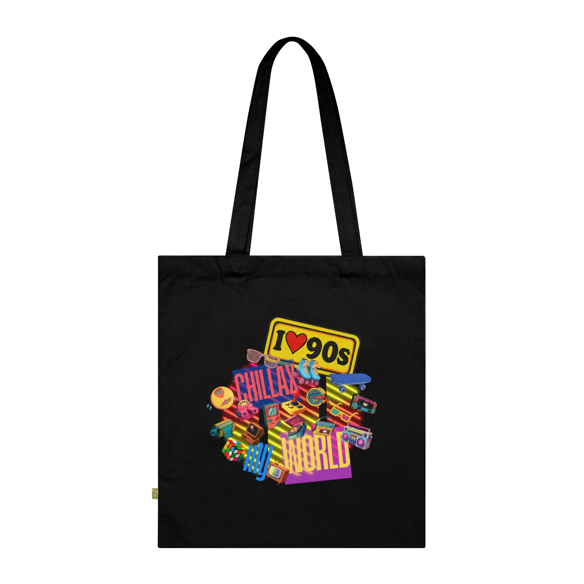 Tote Bag — Colorful "Create Your World" Retro Graphic Organic Tote