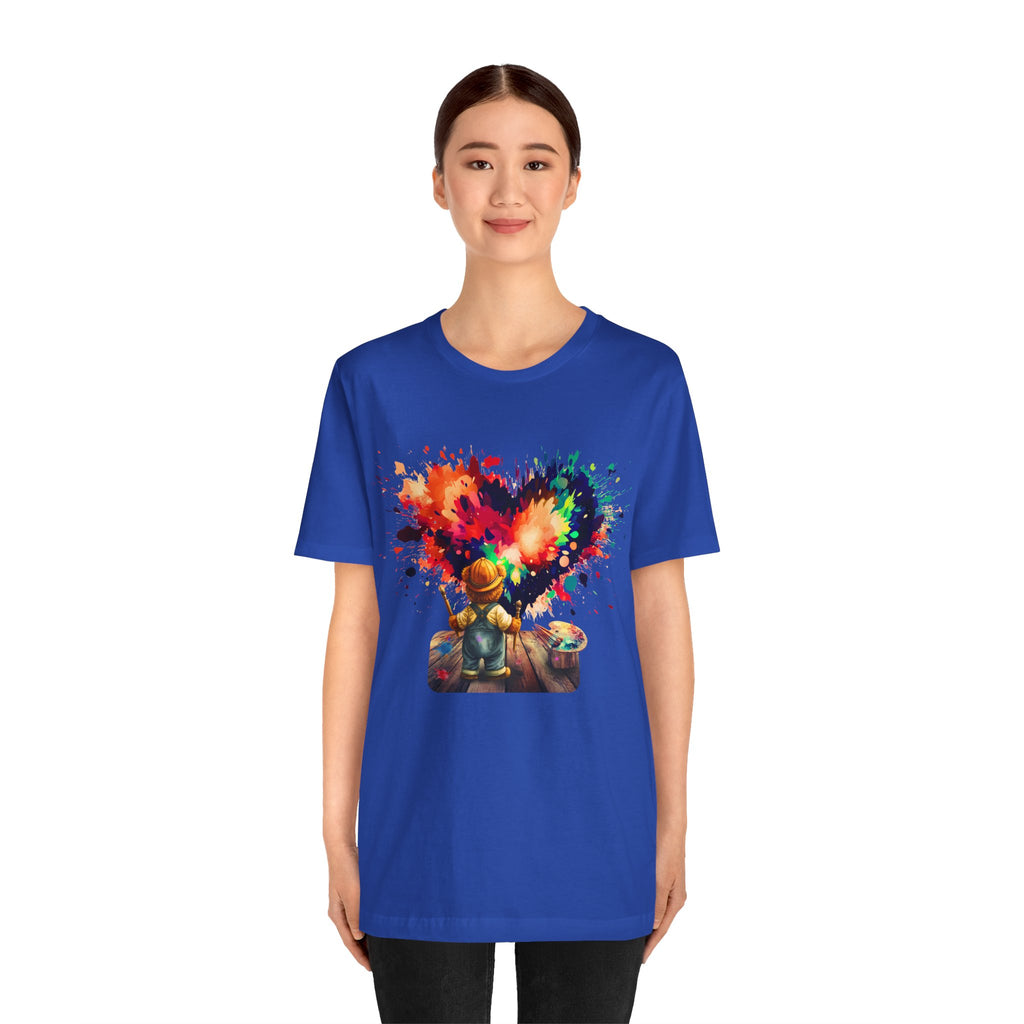 Painter Kid Heart Splash T‑Shirt — Colorful Artistic Kids Tee