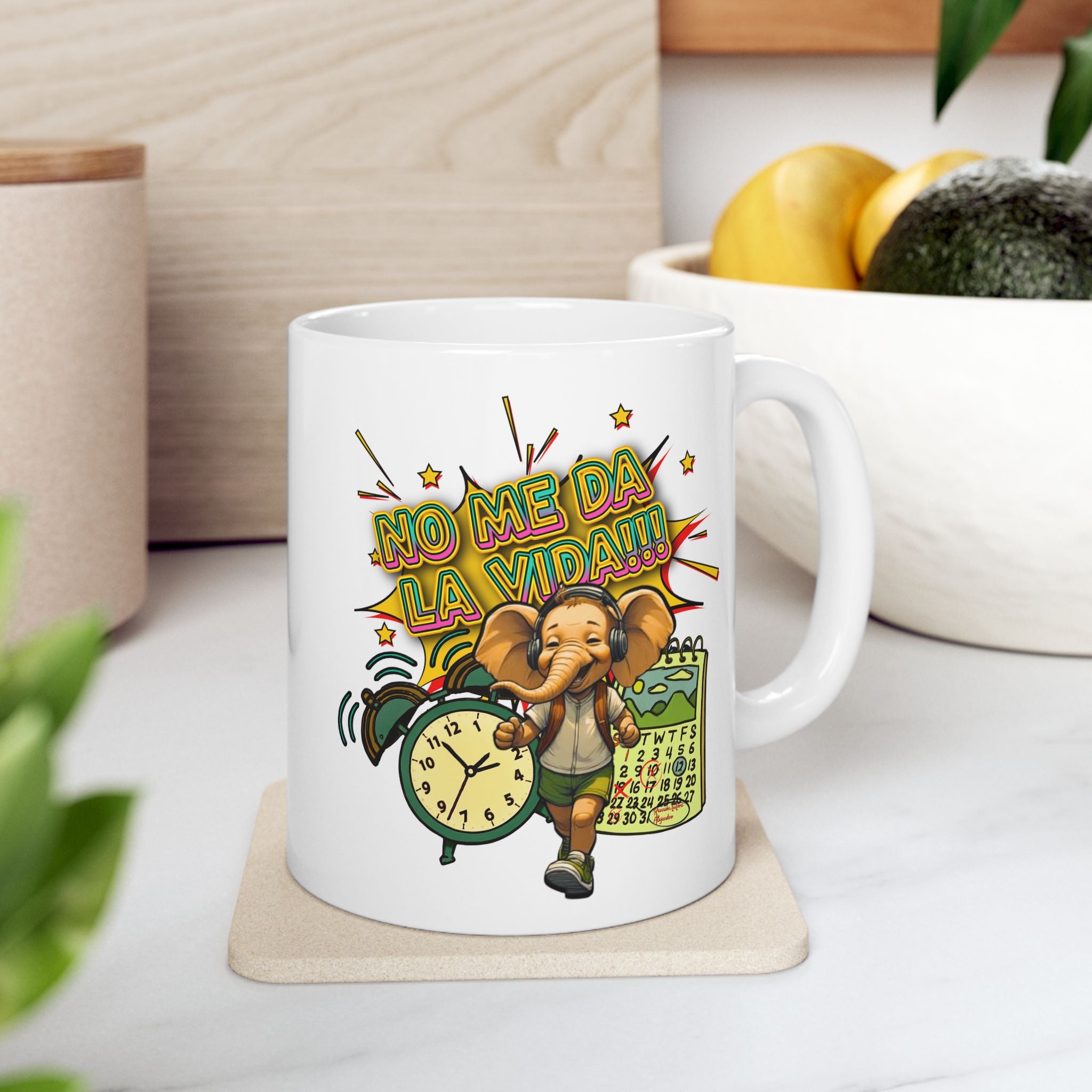 Retro Fiesta Ceramic Mug — Colorful Lucha Mask & Maracas Coffee Cup (11oz/15oz)