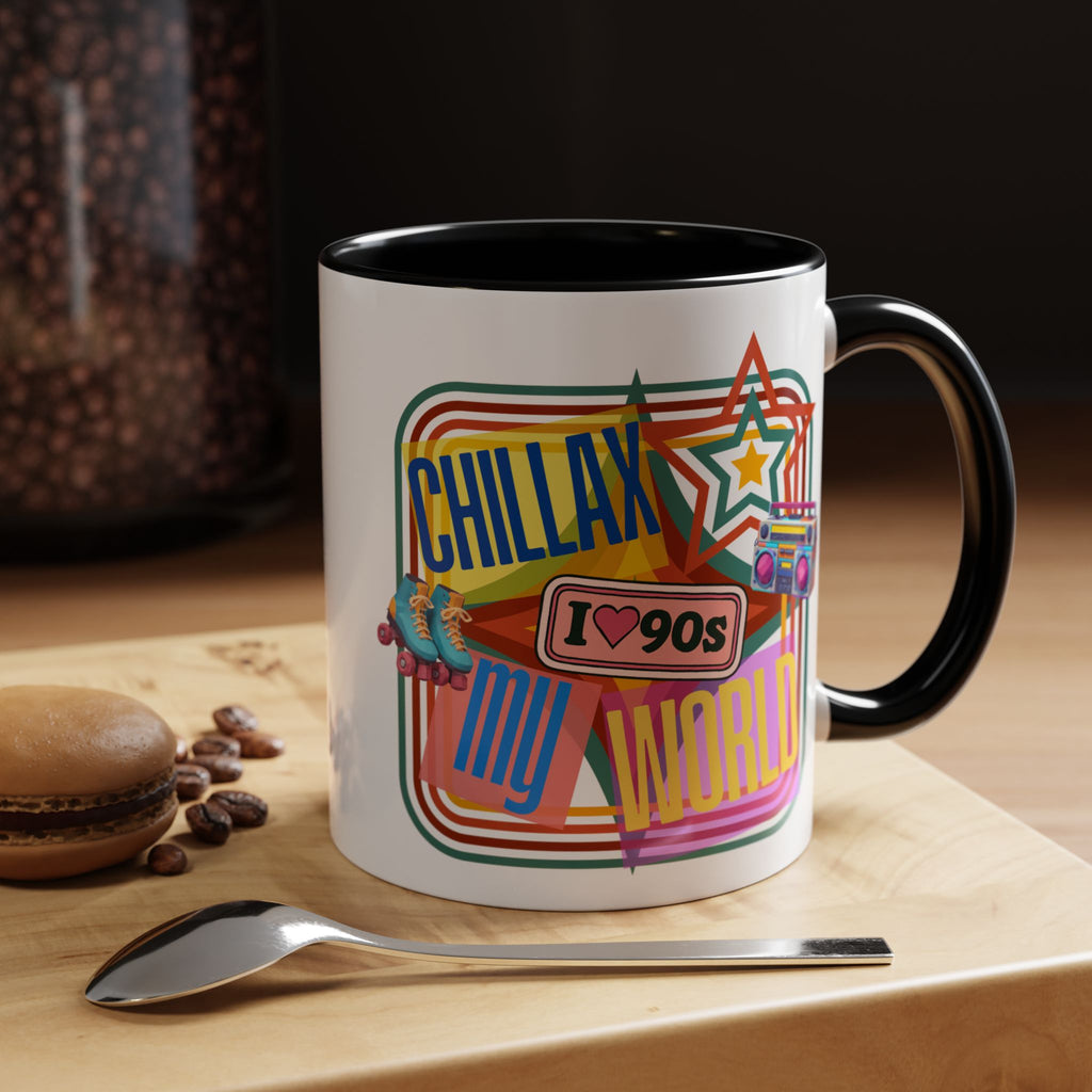 90s Retro 'Chillax My World' Accent Coffee Mug