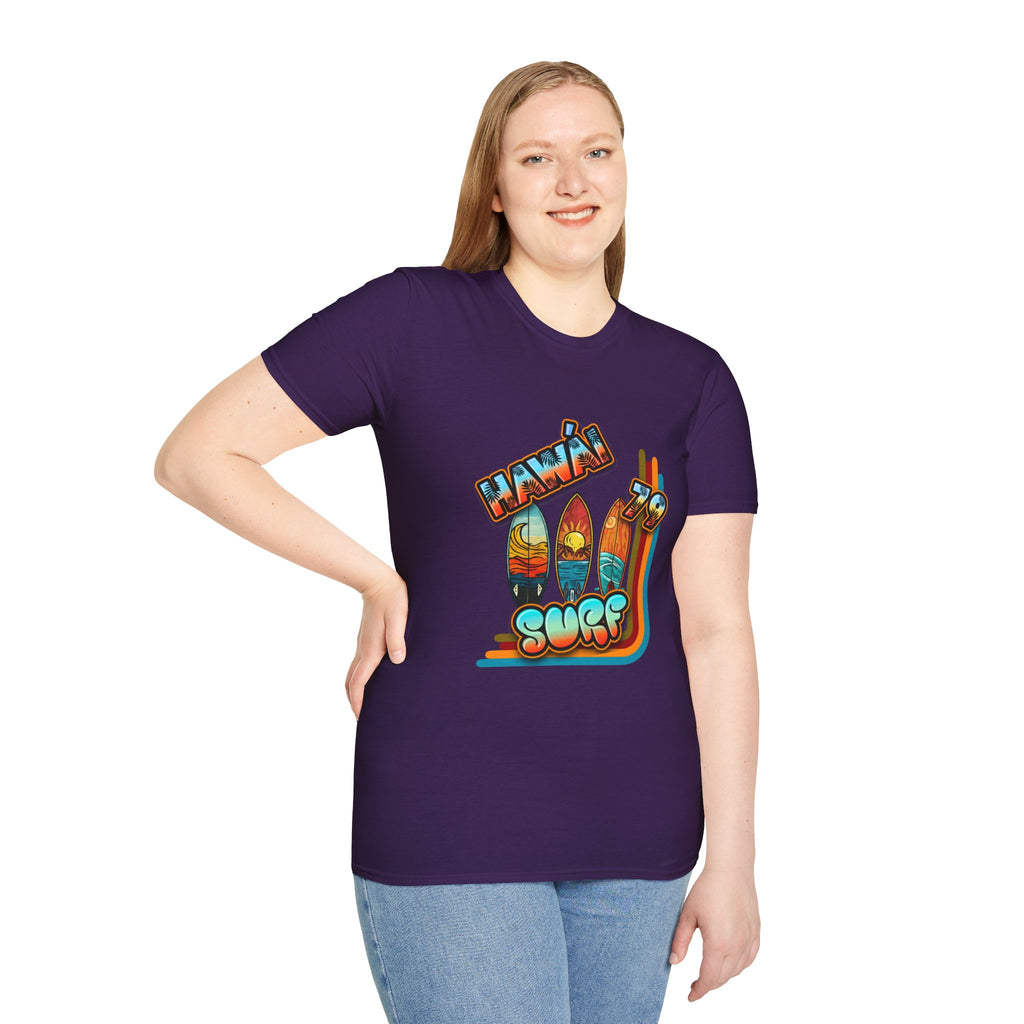 Hawaii Surf Retro T-Shirt — Vintage Surfboards & Shaka Graphic