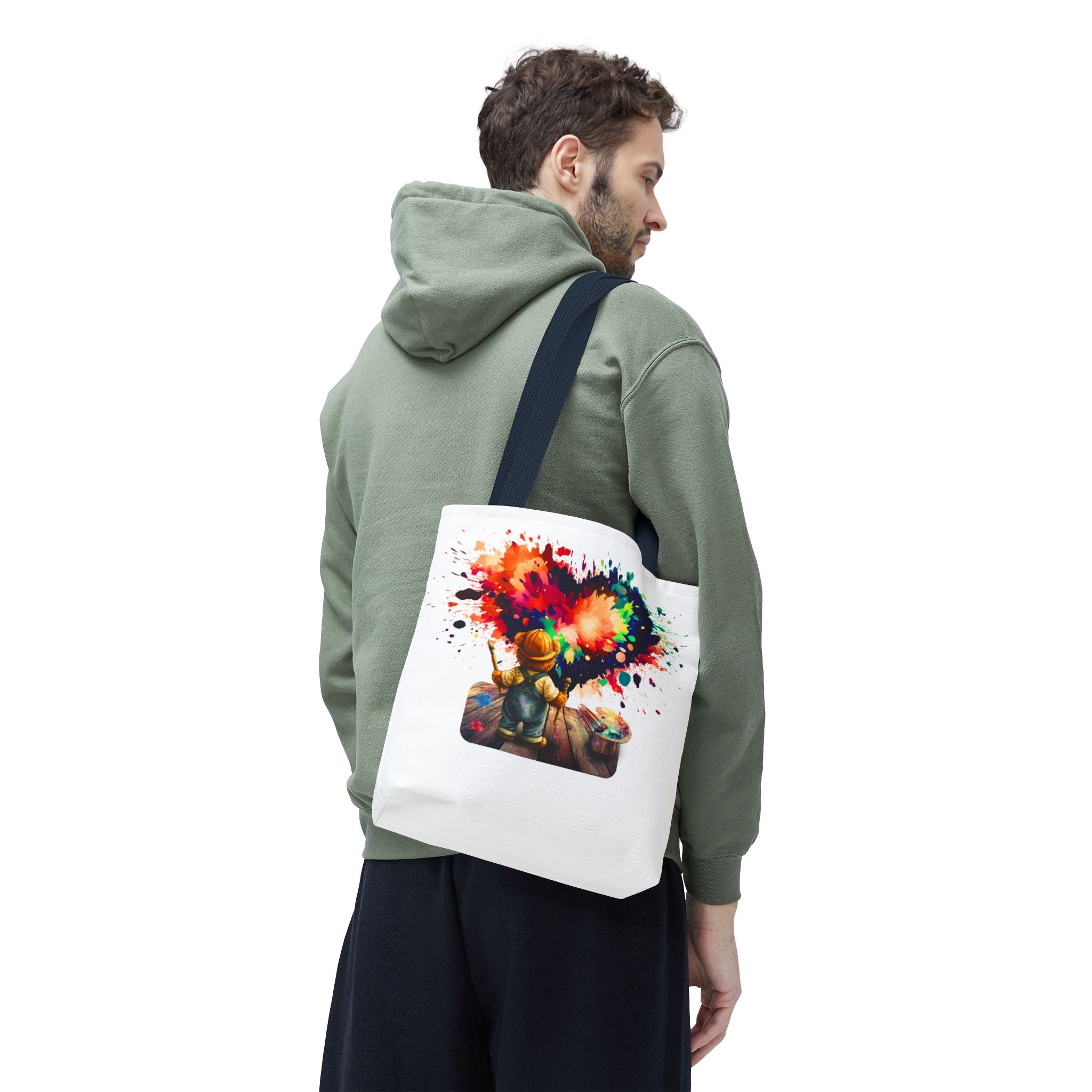 Artist Kid Paint Heart Tote Bag – Colorful Heart Splash All-Over Print Tote