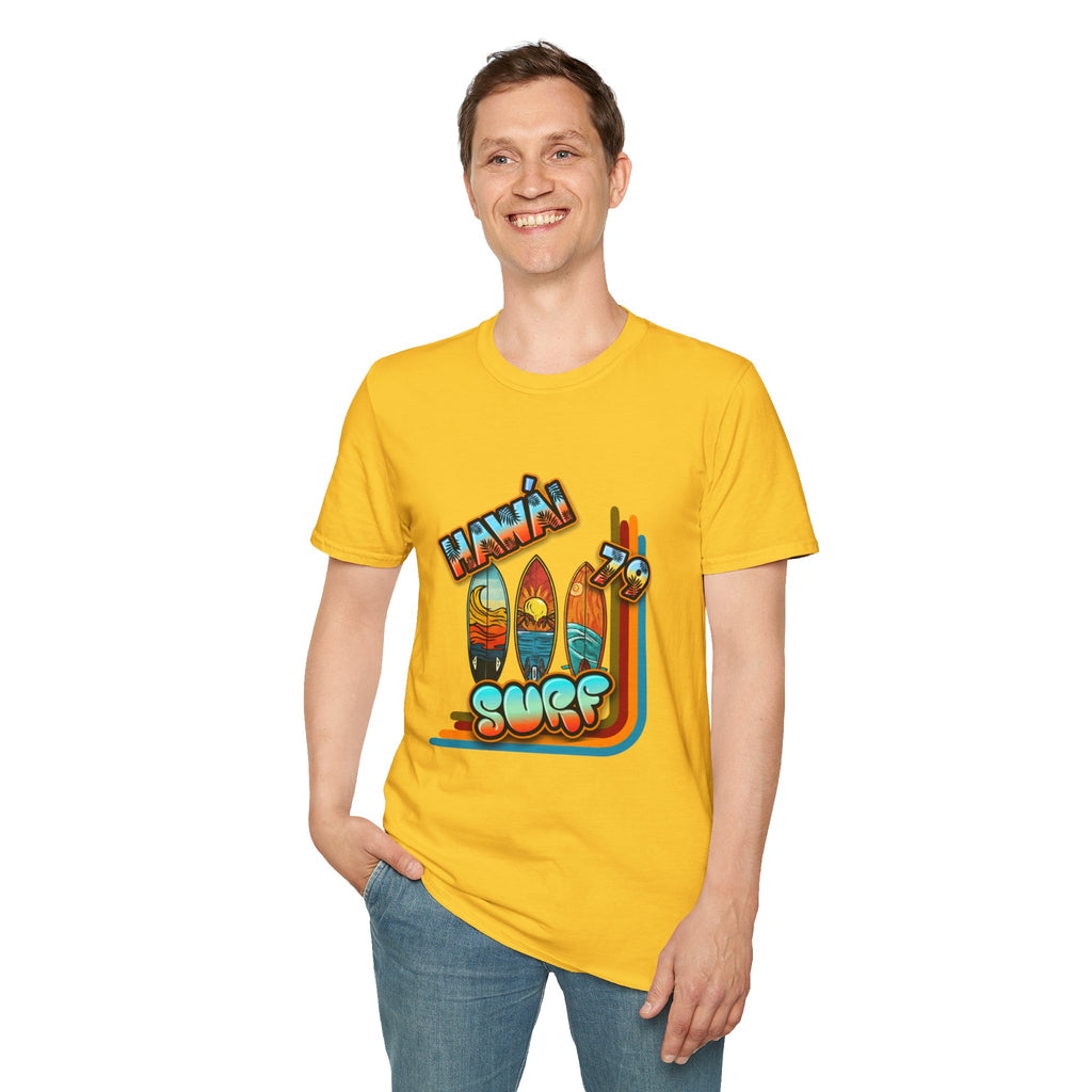 Hawaii Surf Retro T-Shirt — Vintage Surfboards & Shaka Graphic