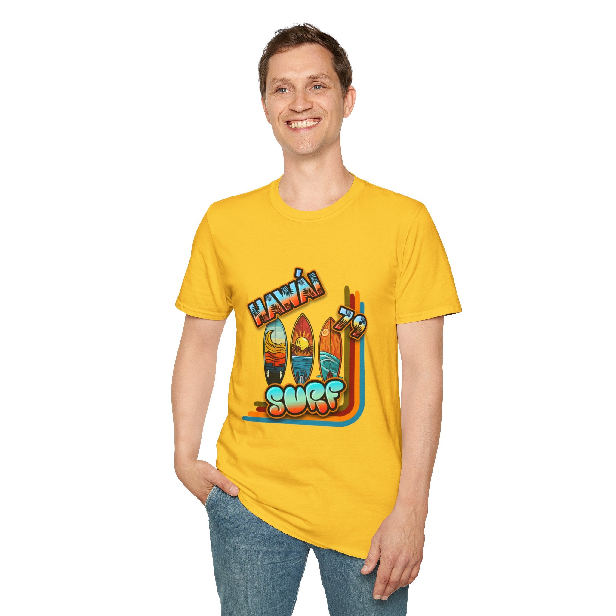 Hawaii Surf Retro T-Shirt — Vintage Surfboards & Shaka Graphic