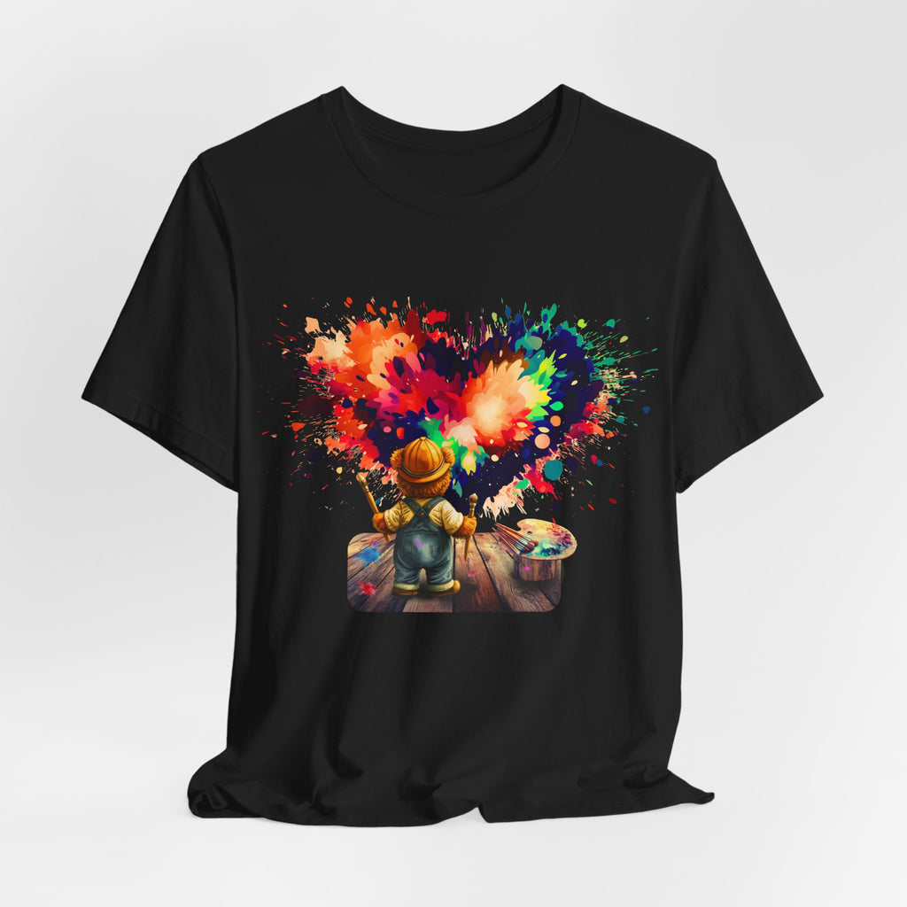 Painter Kid Heart Splash T‑Shirt — Colorful Artistic Kids Tee