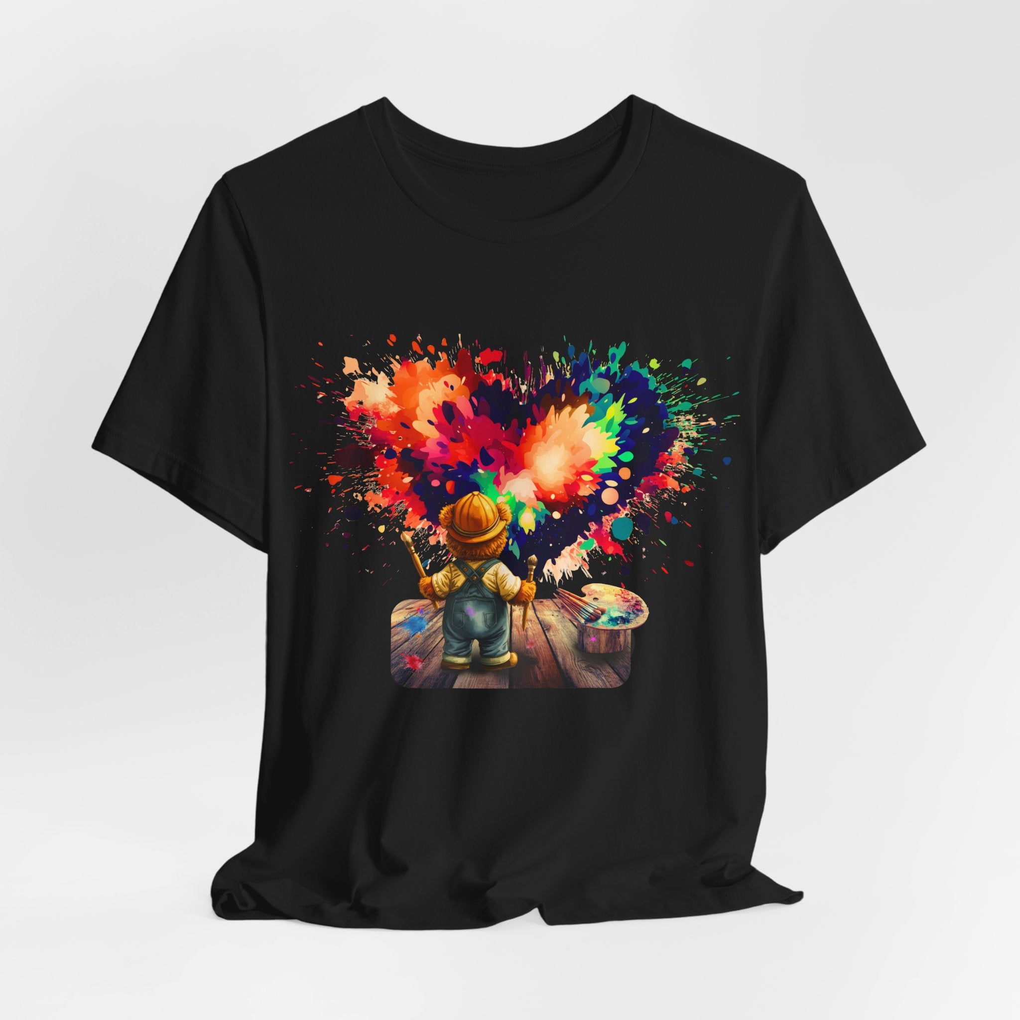 Painter Kid Heart Splash T‑Shirt — Colorful Artistic Kids Tee