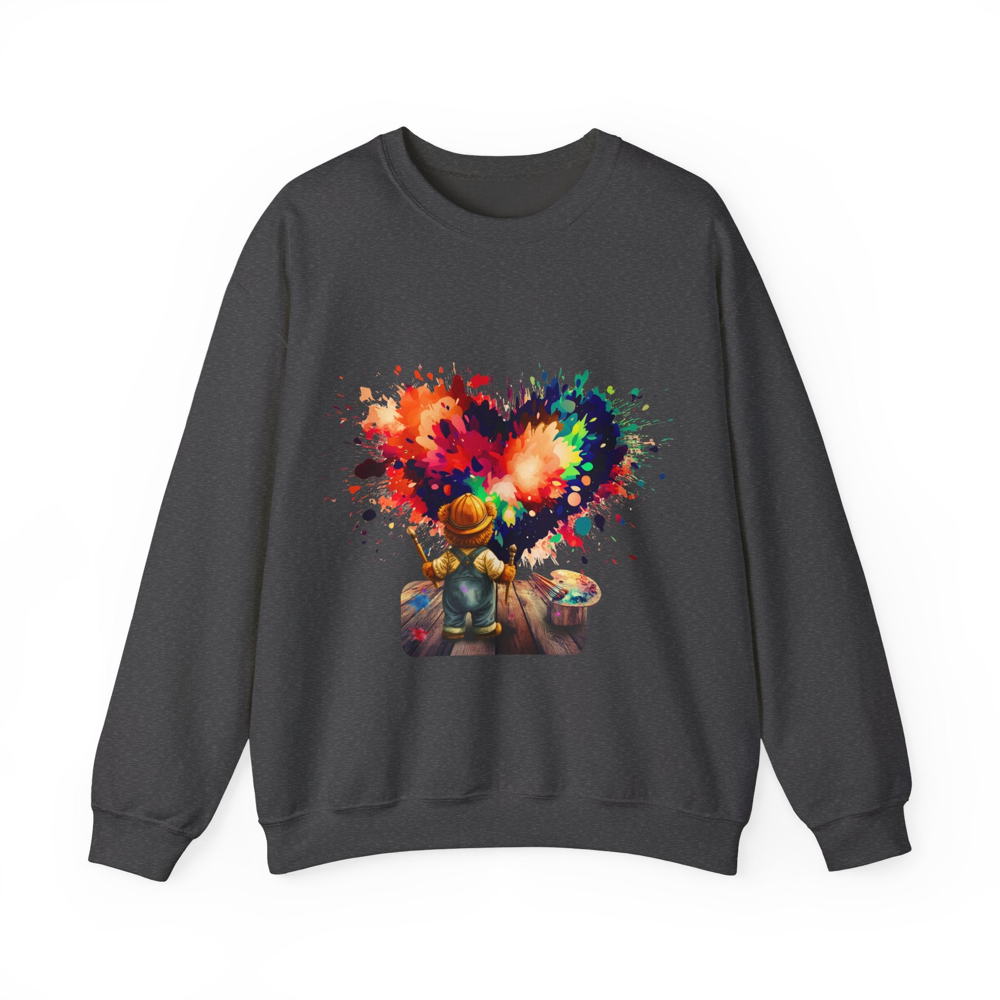 Paint Heart Crewneck Sweatshirt — Artist Painting Colorful Heart Design