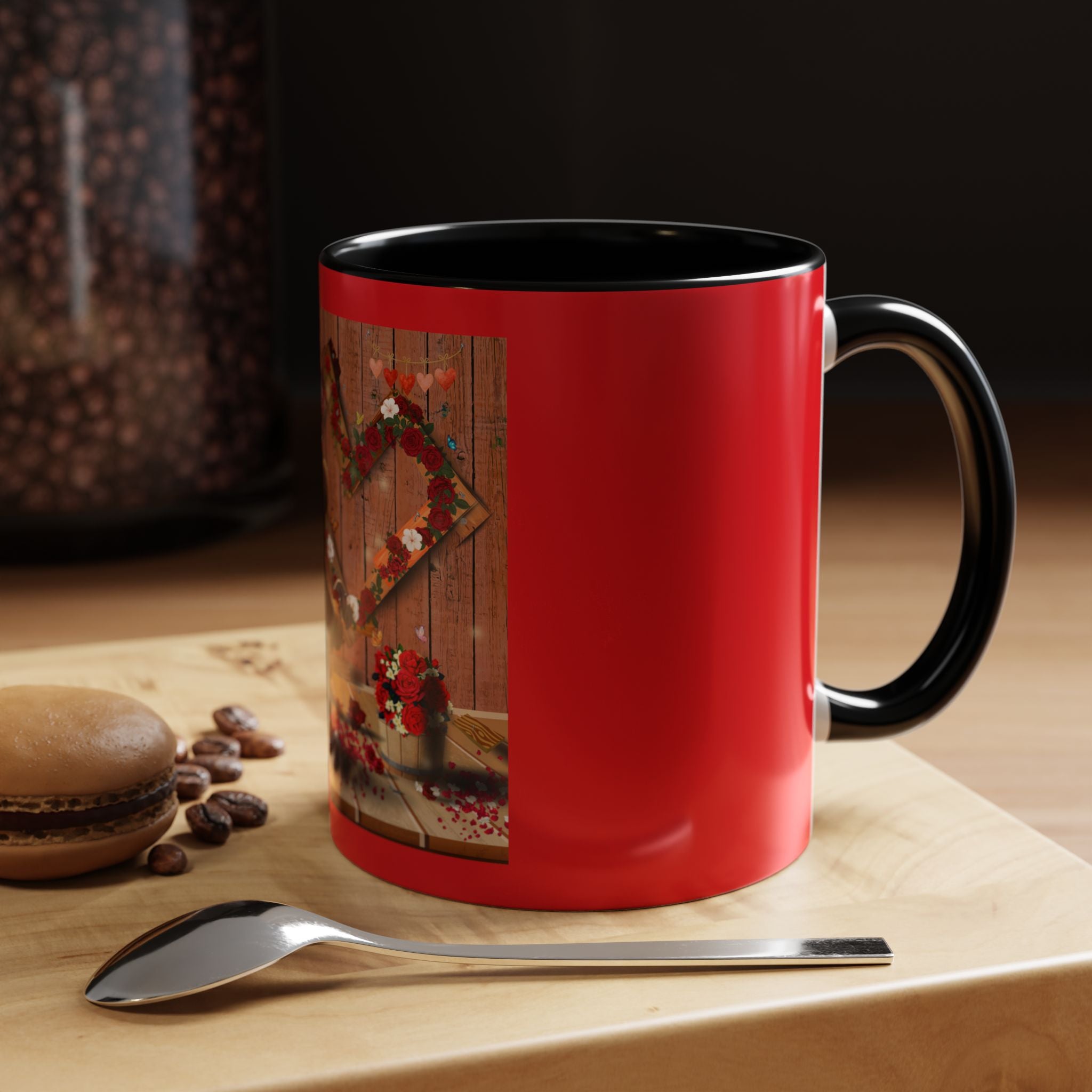 Valentine Bear Coffee Mug — Rustic Heart Cottagecore Accent Mug (11/15 oz)