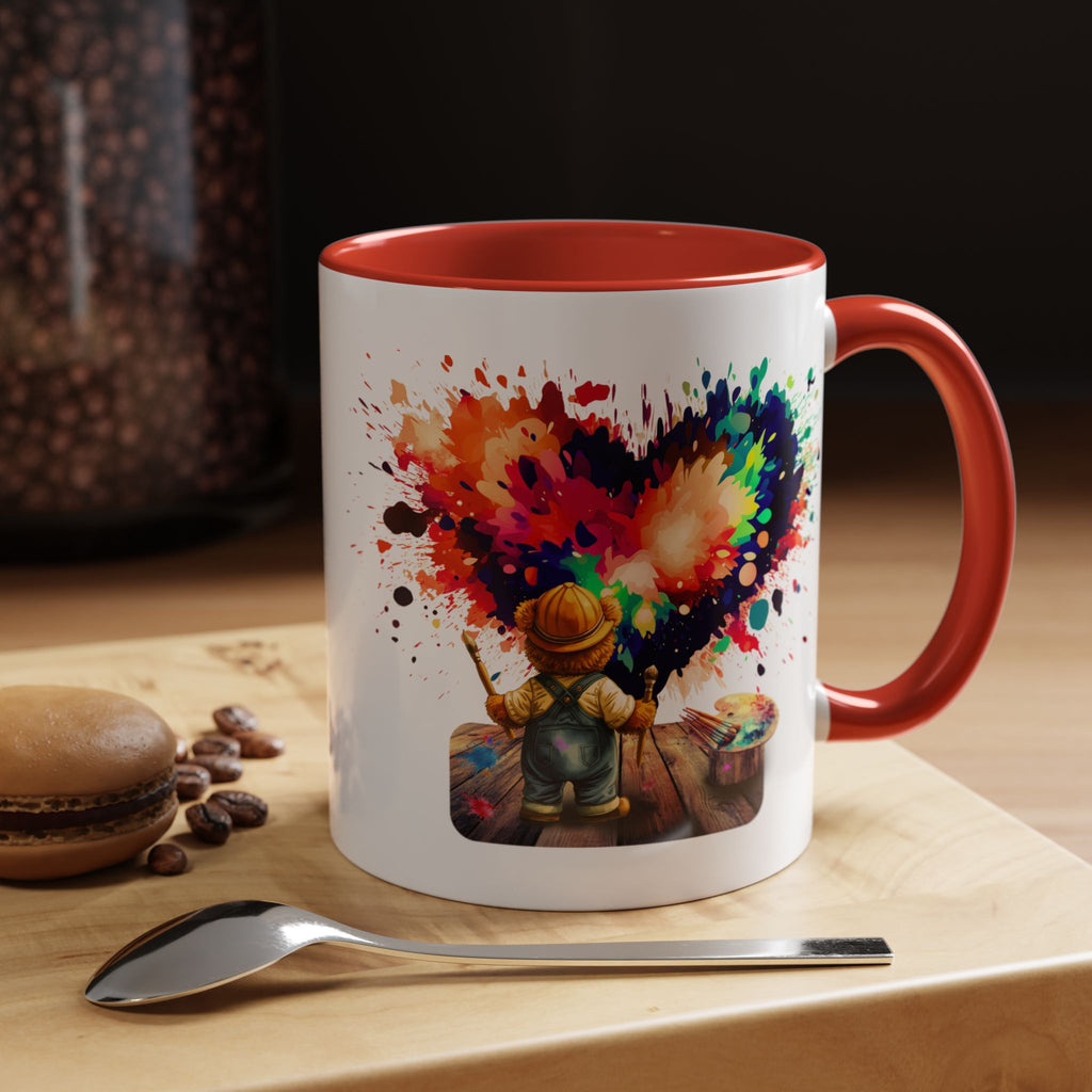 Colorful Heart Paint Mug — Artist Child Splash Coffee Cup (11/15oz)