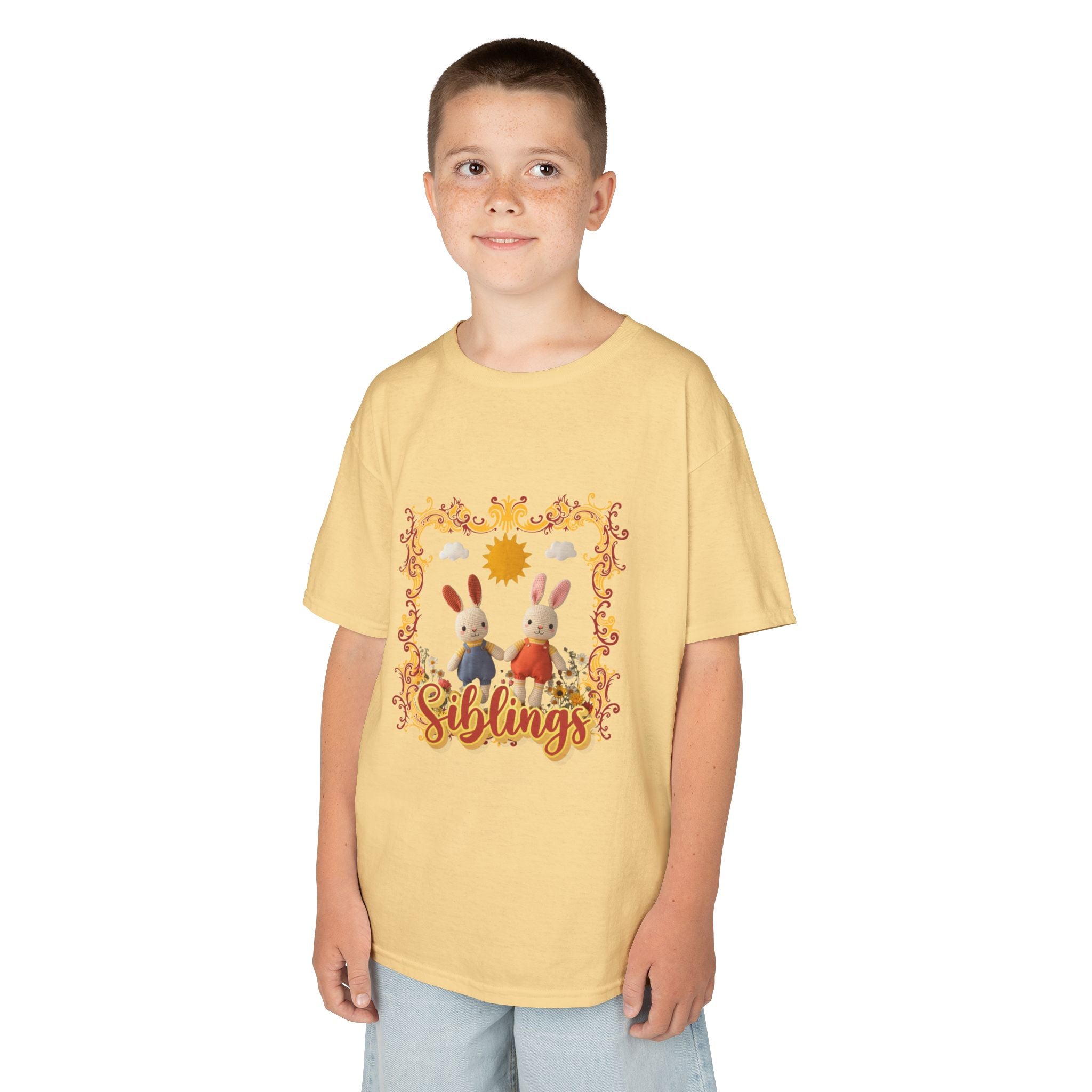 Kids Tee — 'Siblings' Bunny Family Spring Floral Graphic