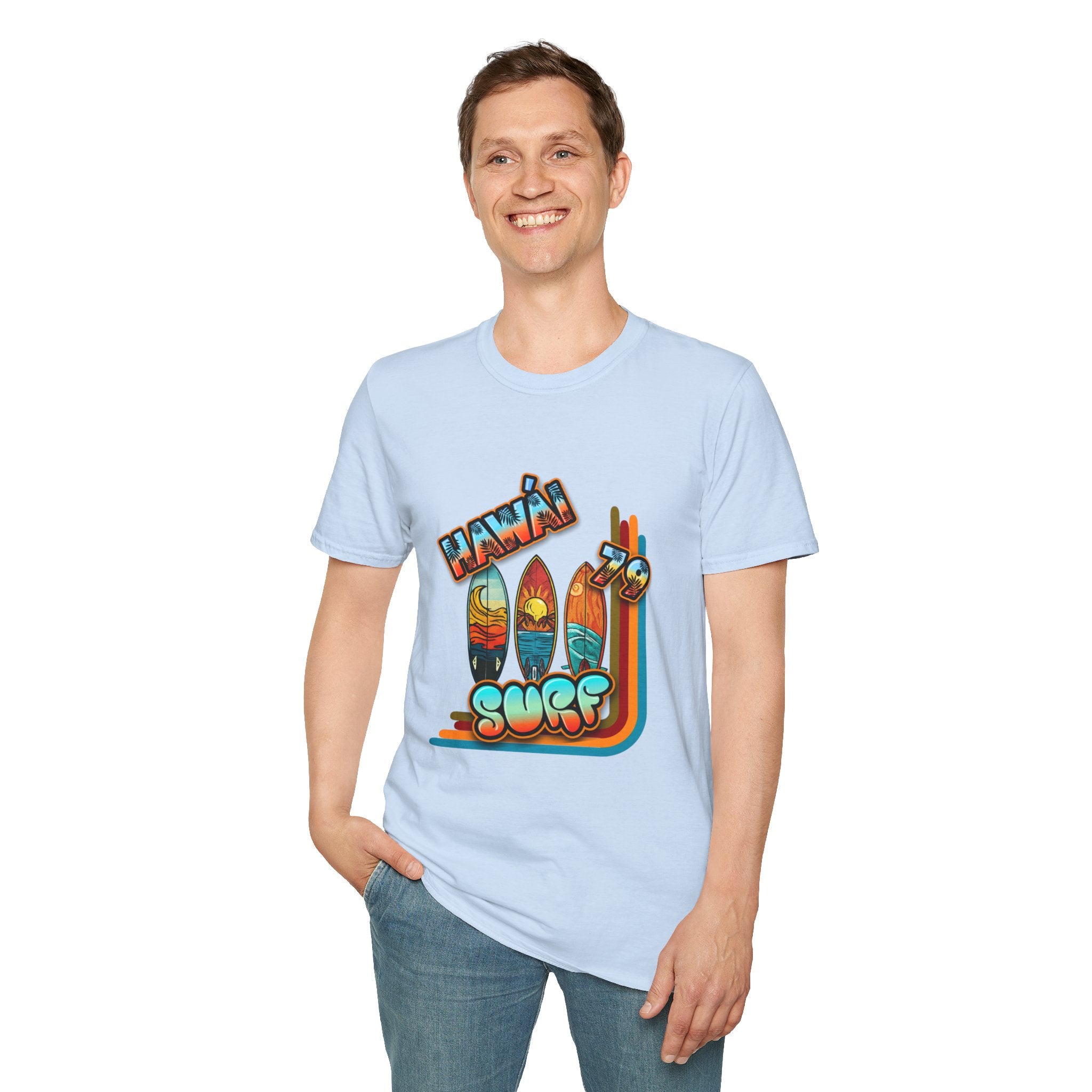 Hawaii Surf Retro T-Shirt — Vintage Surfboards & Shaka Graphic