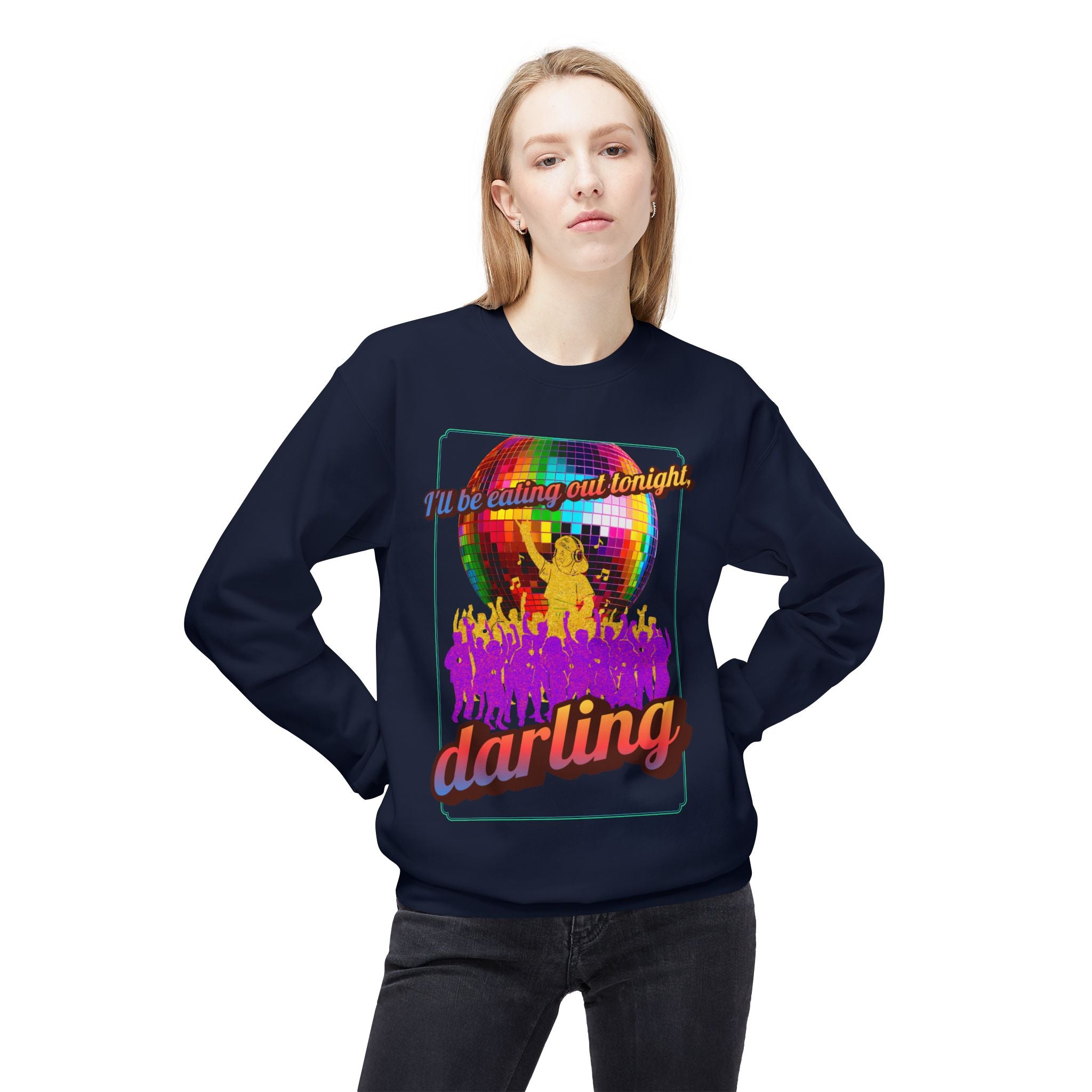Disco Darling Crewneck Sweatshirt — Retro Disco Ball Party Graphic