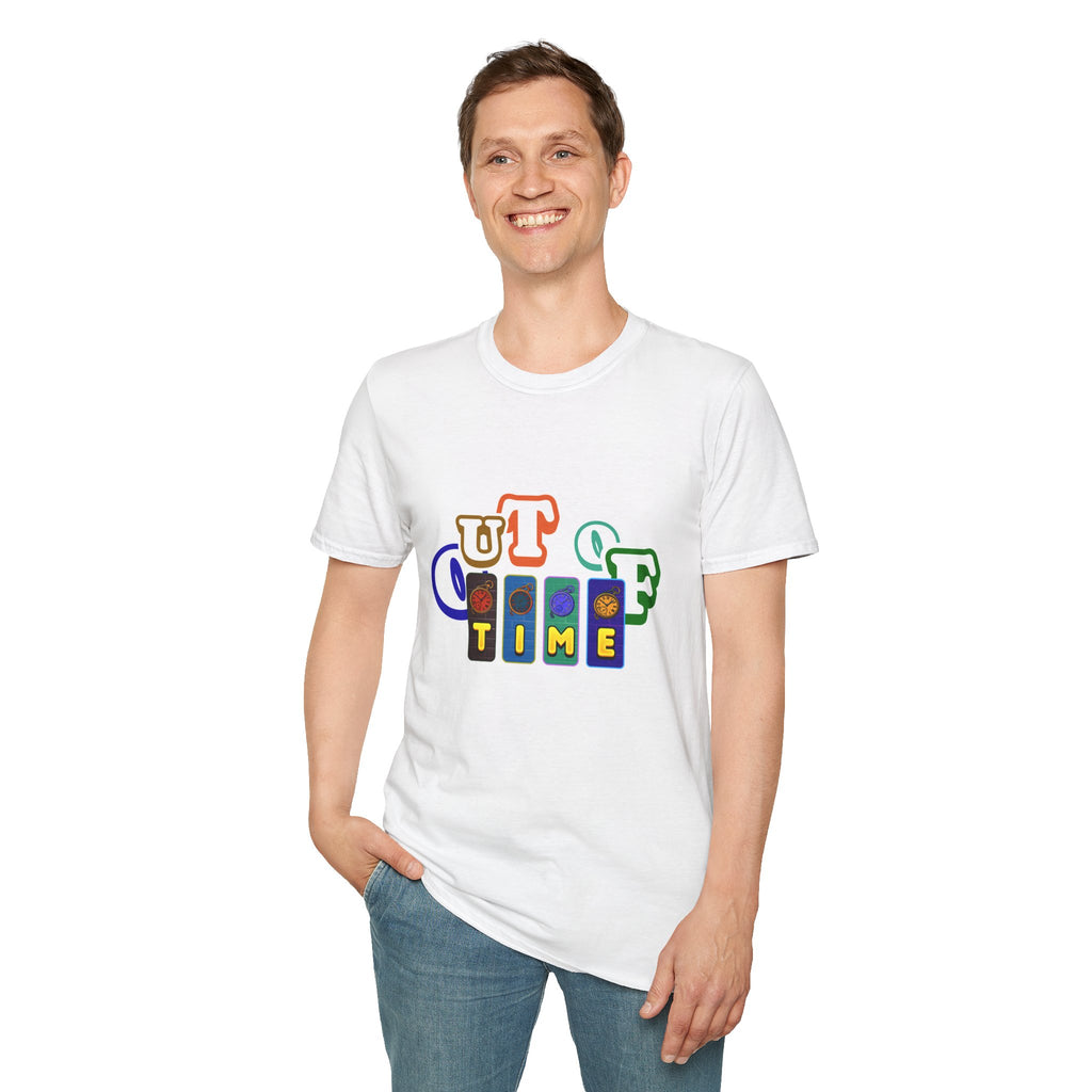 Out of Time T-Shirt — Retro Block Letter Graphic Tee