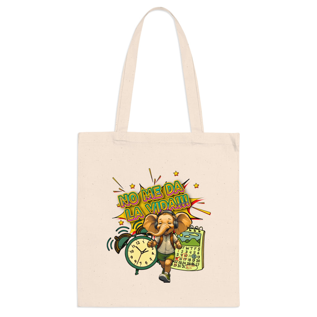 No Me Da La Vida Elephant Tote Bag – Funny Spanish Alarm Clock Design