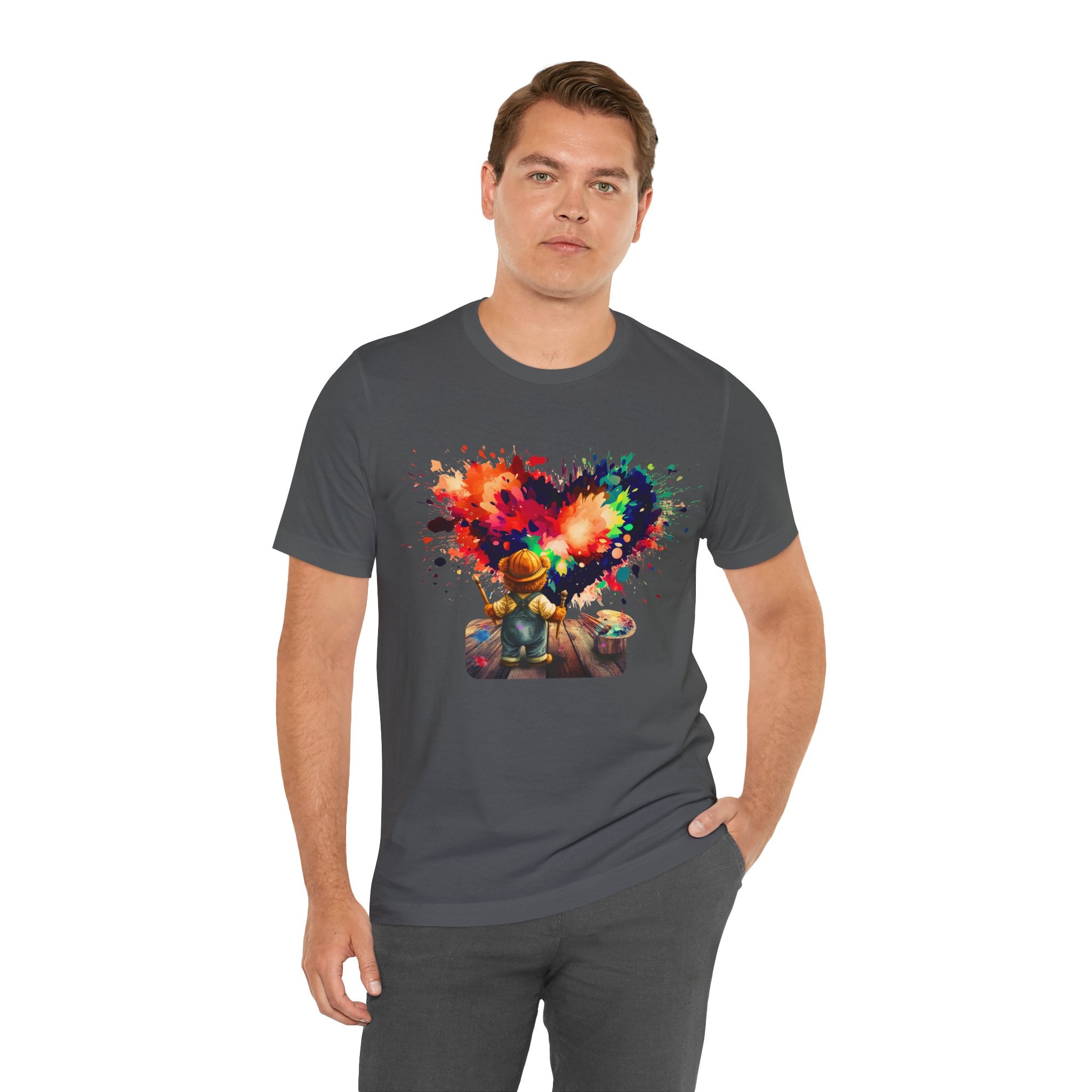 Painter Kid Heart Splash T‑Shirt — Colorful Artistic Kids Tee