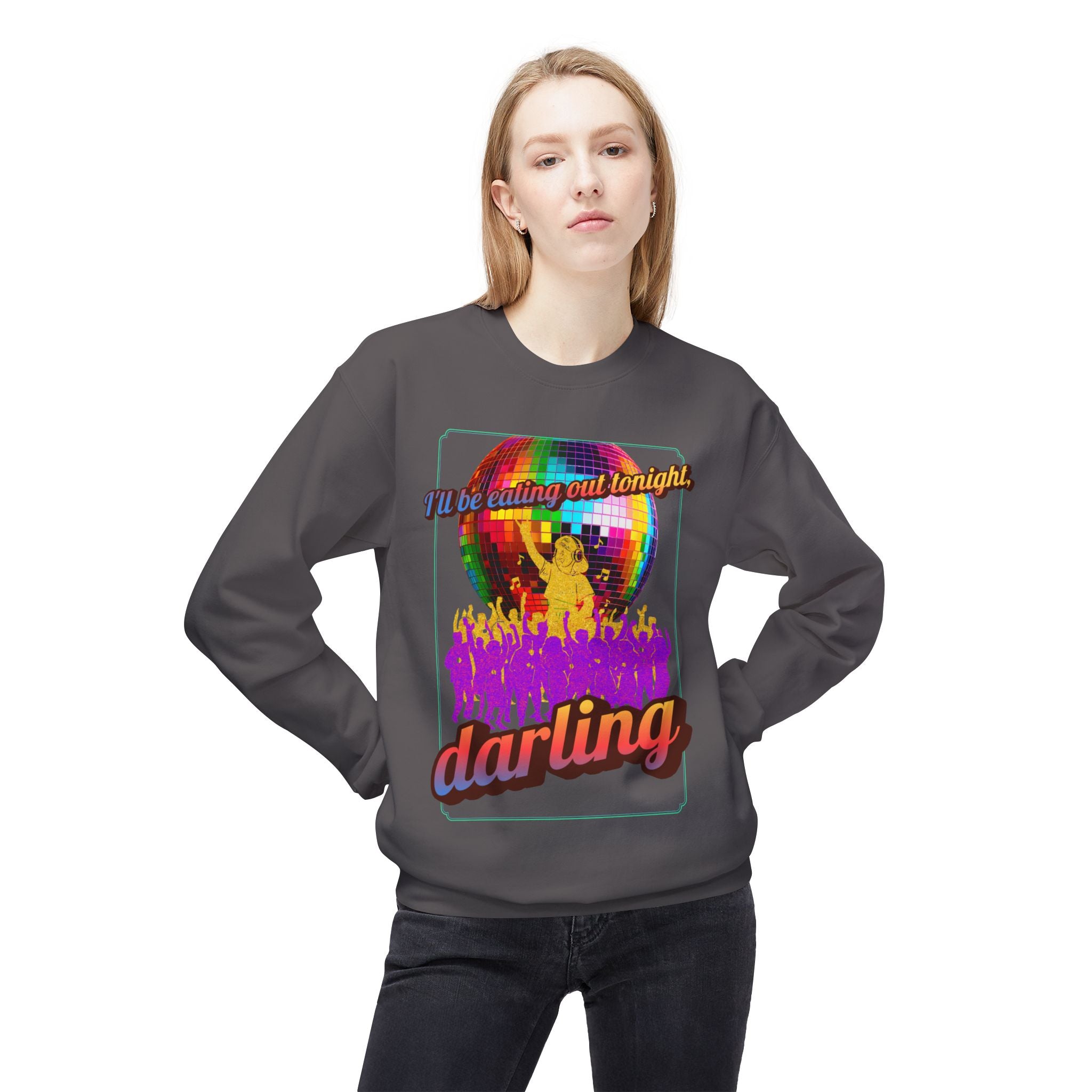 Disco Darling Crewneck Sweatshirt — Retro Disco Ball Party Graphic
