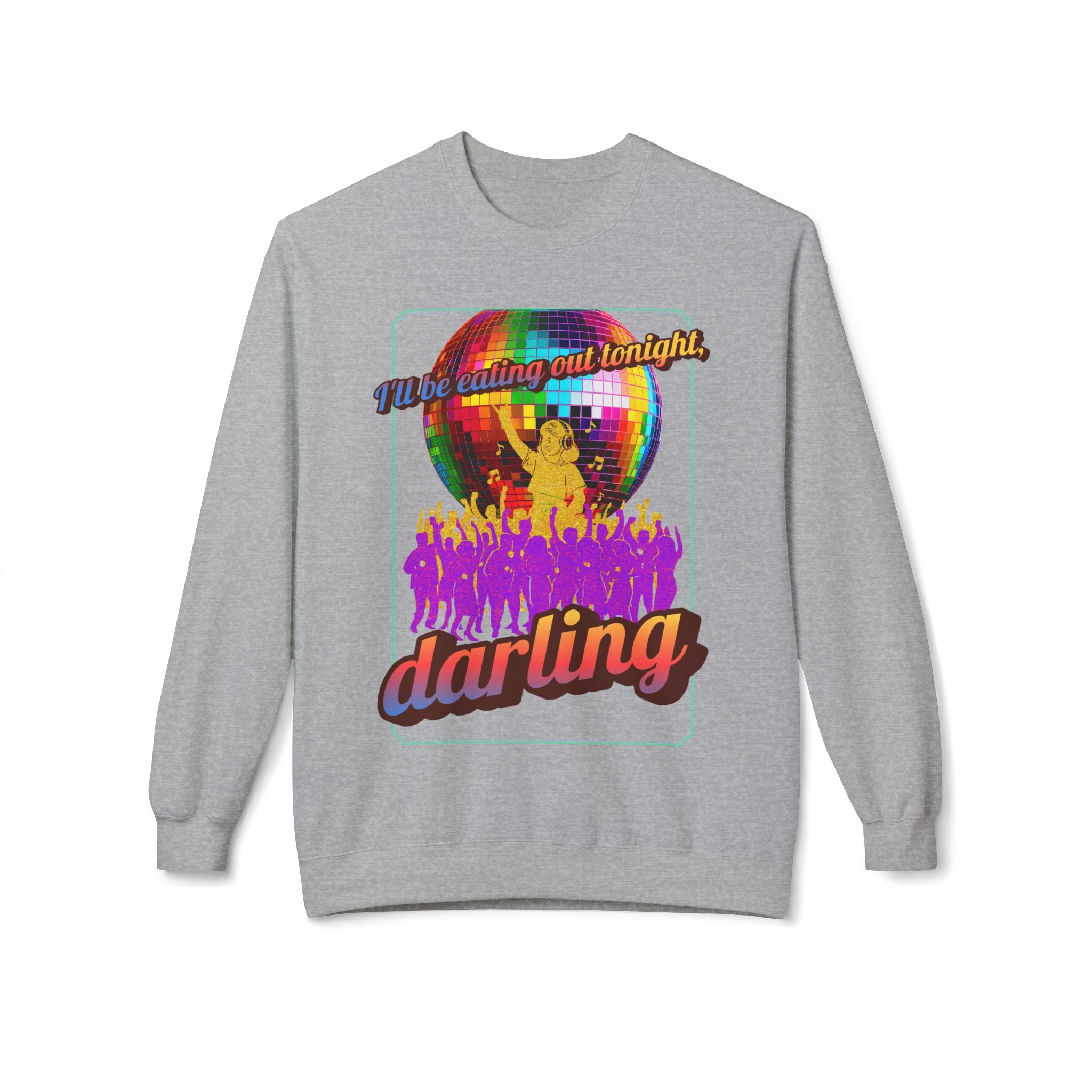 Disco Darling Crewneck Sweatshirt — Retro Disco Ball Party Graphic