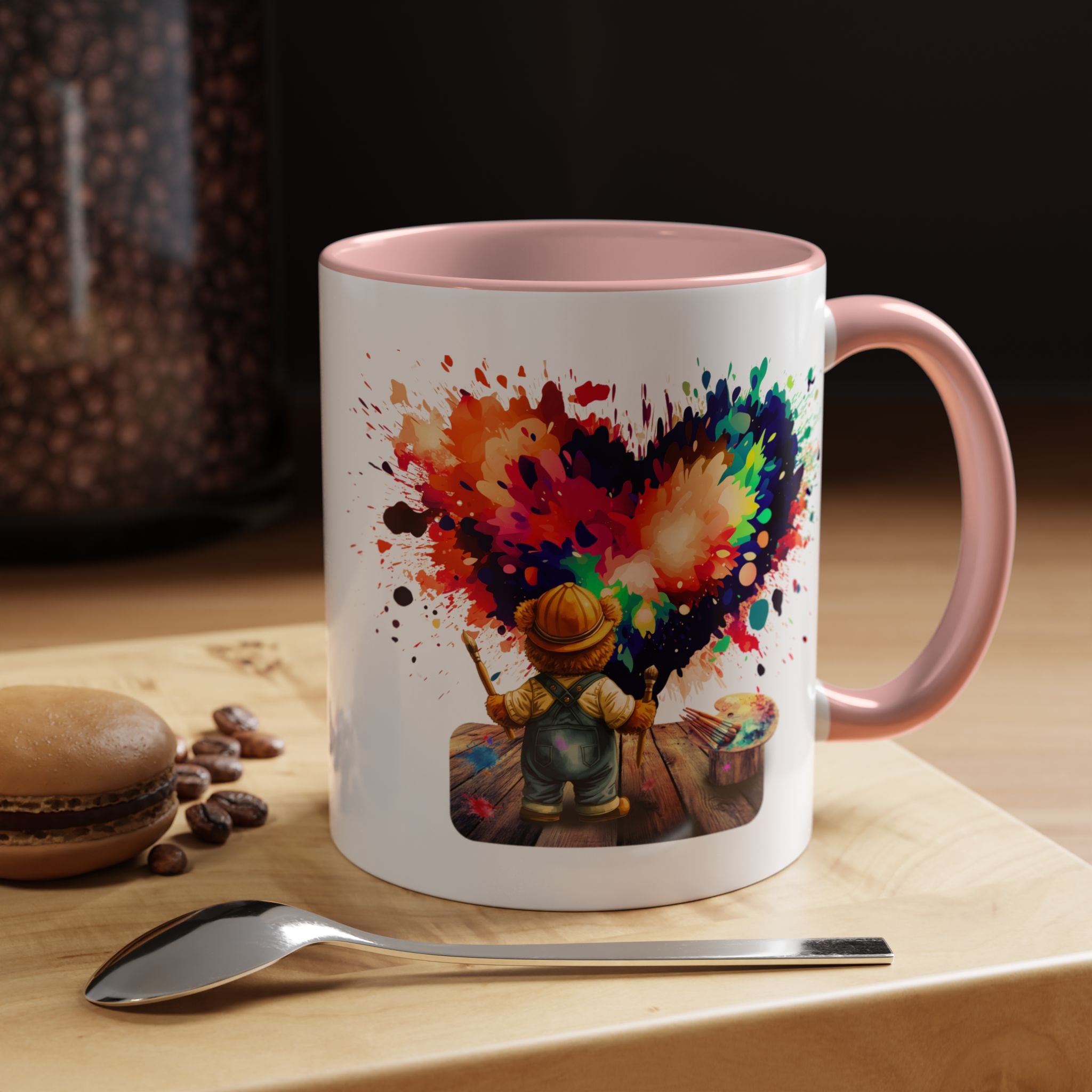 Colorful Heart Paint Mug — Artist Child Splash Coffee Cup (11/15oz)