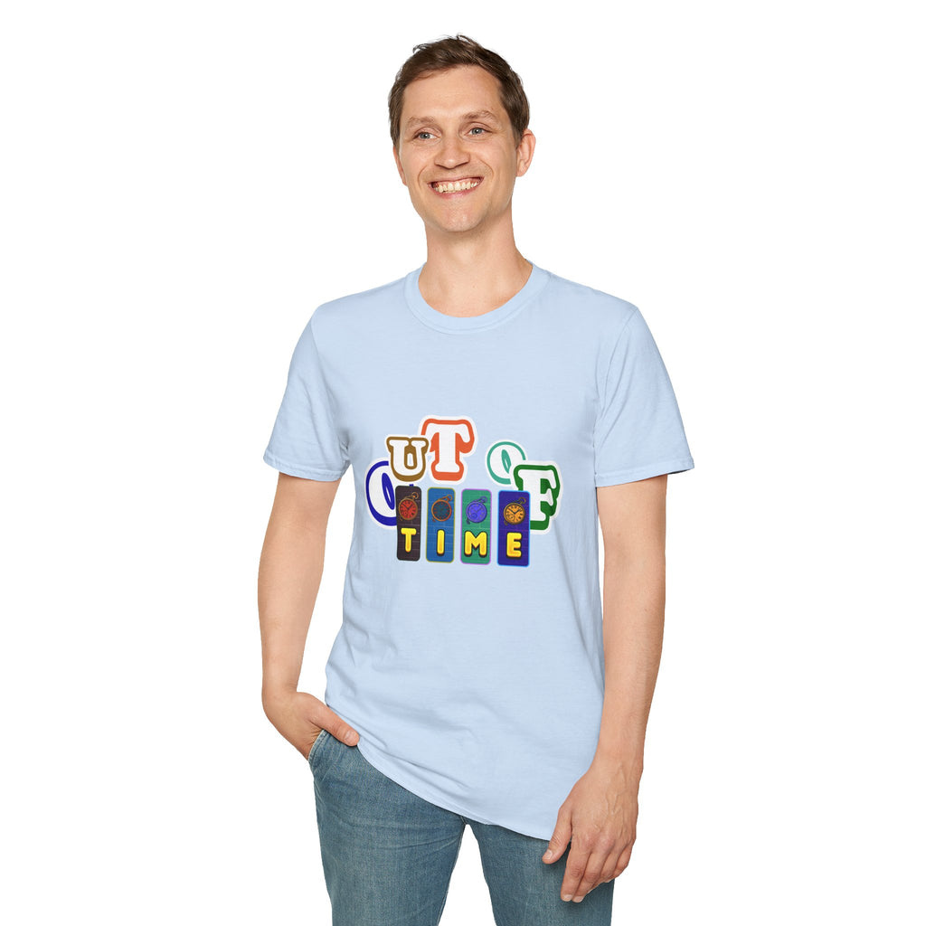 Out of Time T-Shirt — Retro Block Letter Graphic Tee