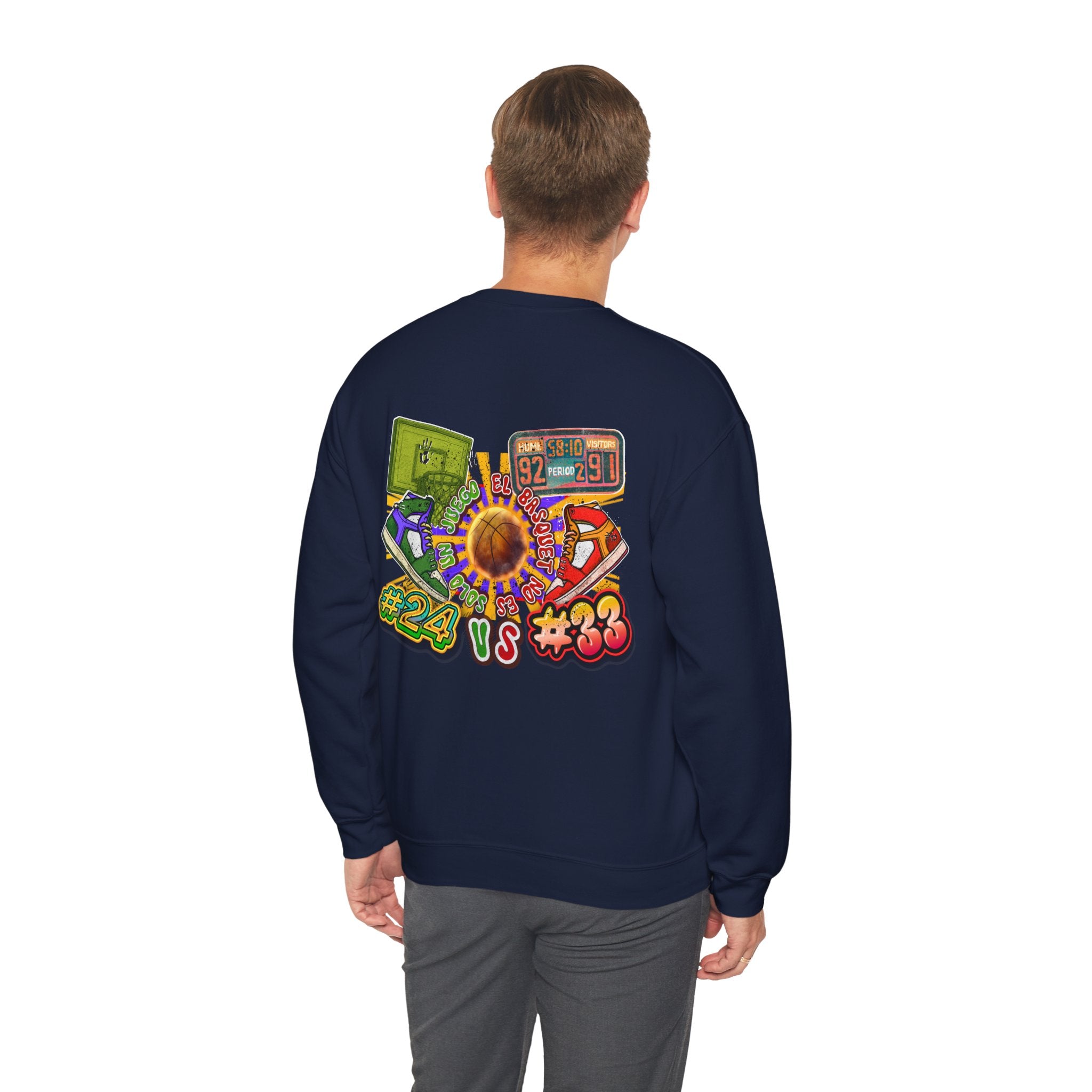 Crewneck Sweatshirt — Retro Basketball VS #24 vs #33 Graphic