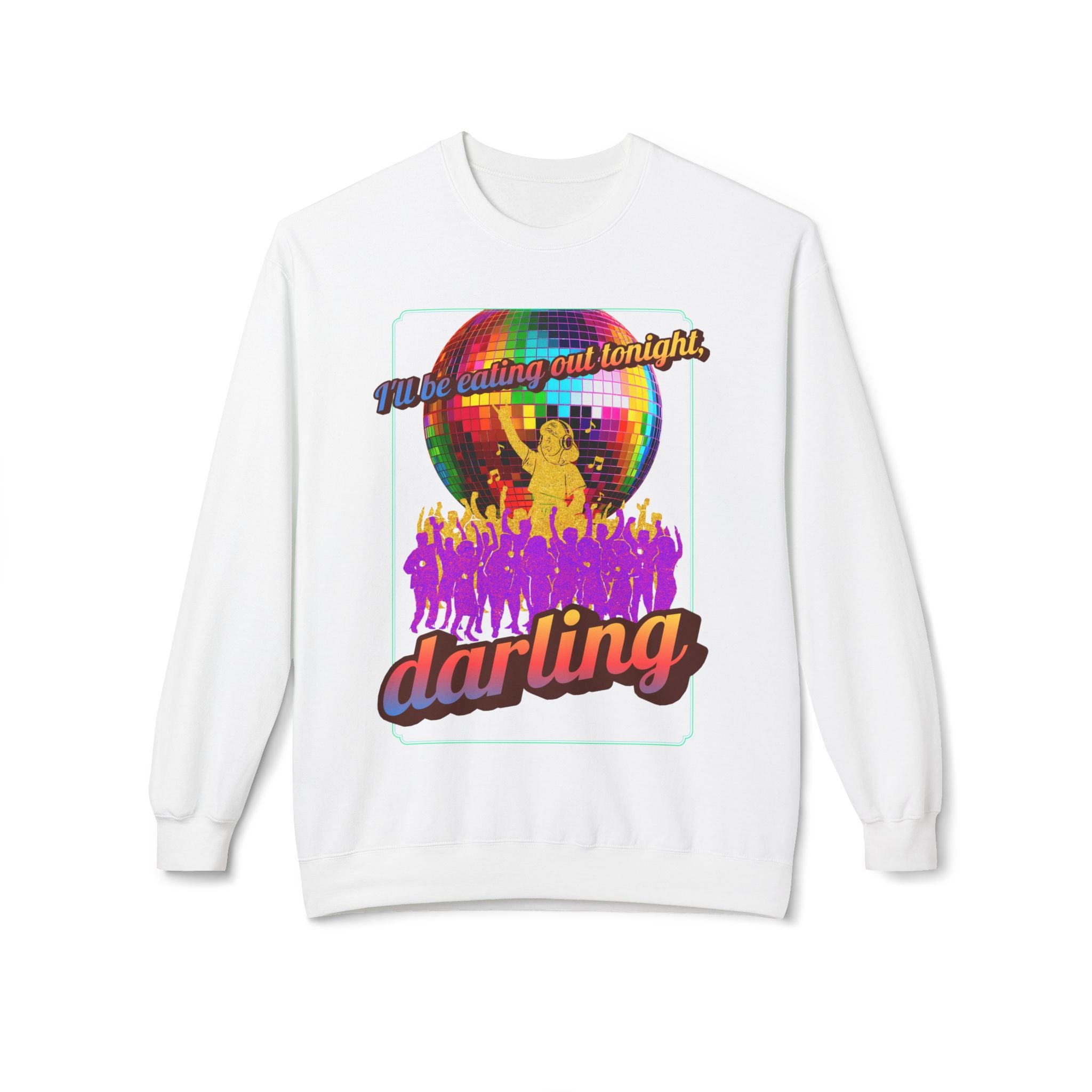 Disco Darling Crewneck Sweatshirt — Retro Disco Ball Party Graphic