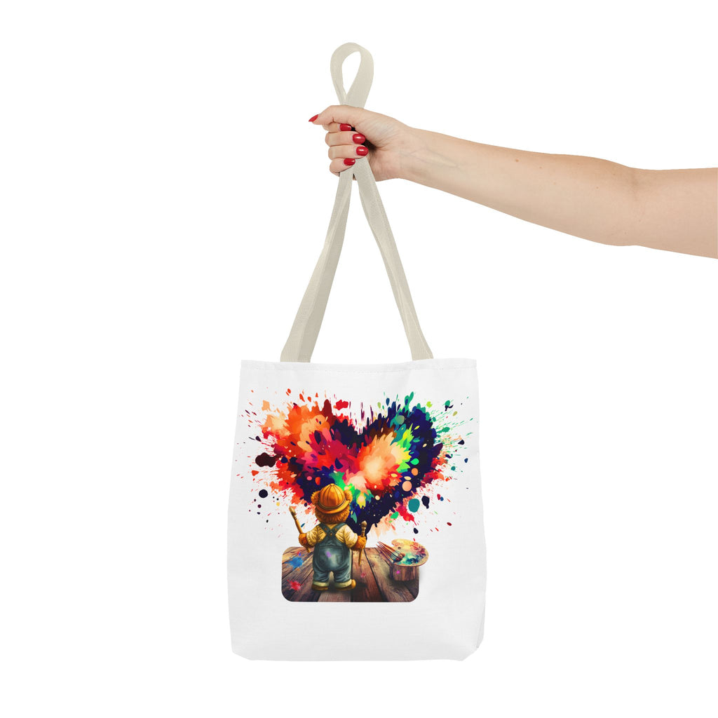 Artist Kid Paint Heart Tote Bag – Colorful Heart Splash All-Over Print Tote