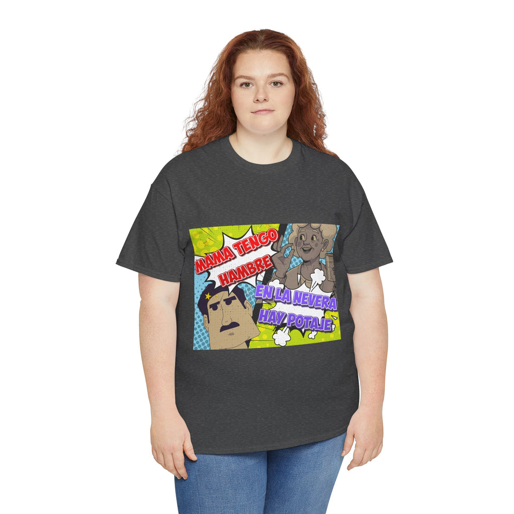 Pop Art Spanish Meme T-Shirt — "Mamá tengo hambre" Comic Tee