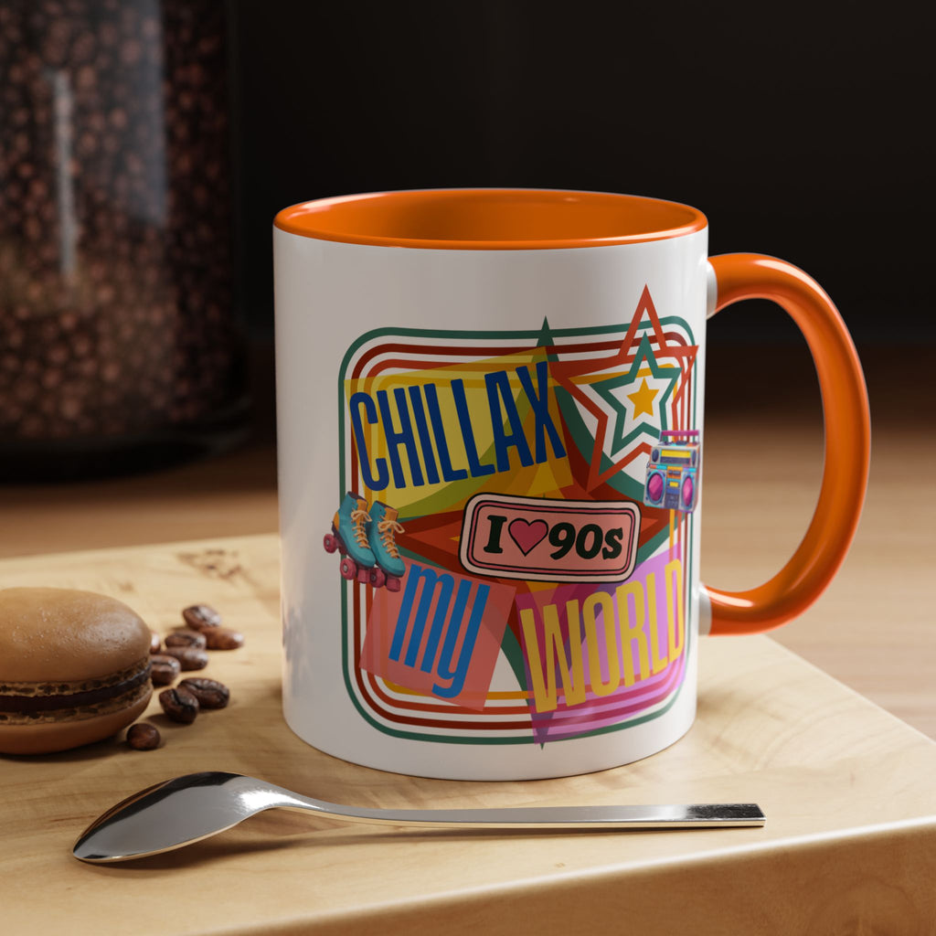 90s Retro 'Chillax My World' Accent Coffee Mug