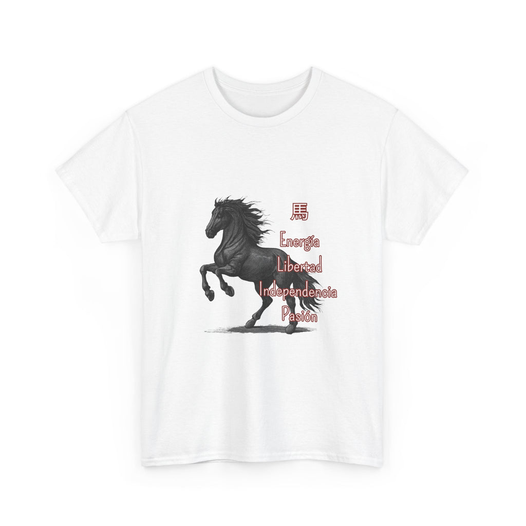 Galloping Black Horse Tee — 'Energy, Liberty, Independence, Passion' Graphic T-Shirt