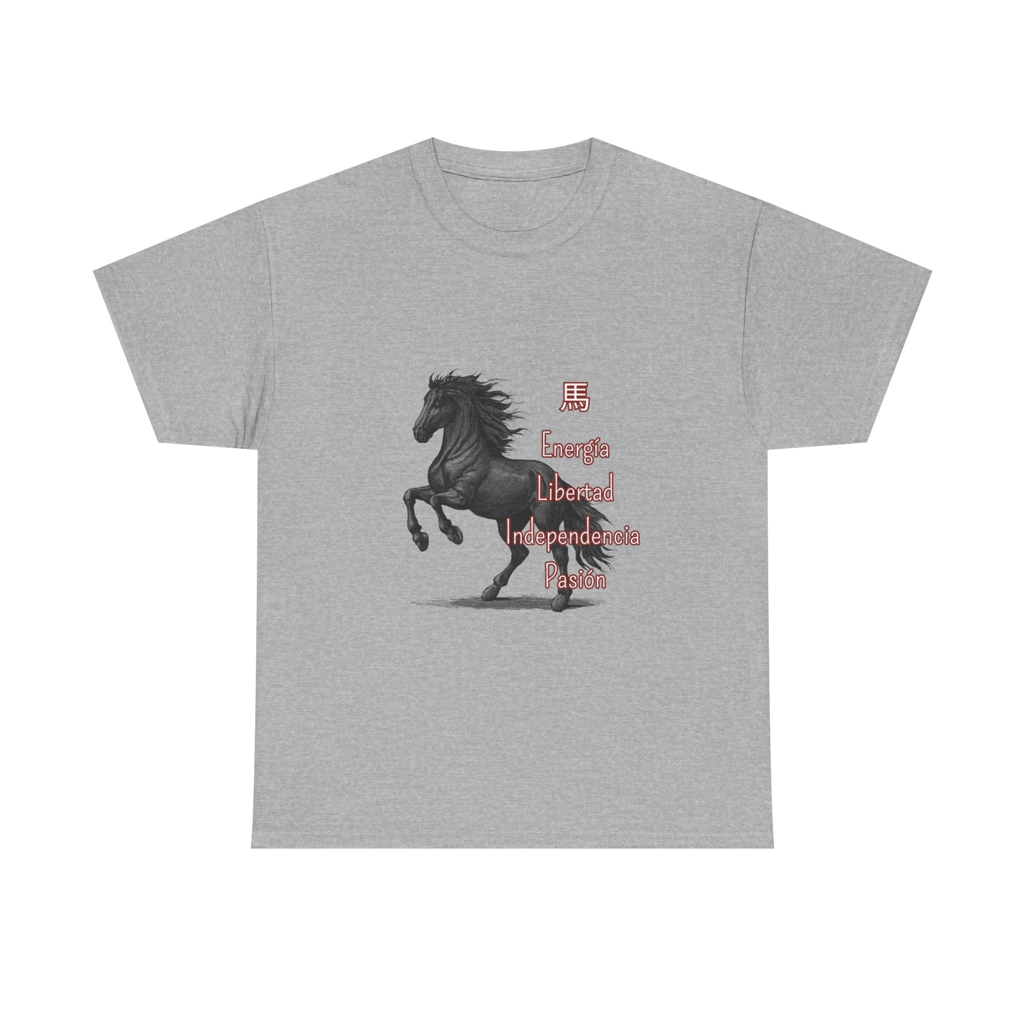 Galloping Black Horse Tee — 'Energy, Liberty, Independence, Passion' Graphic T-Shirt