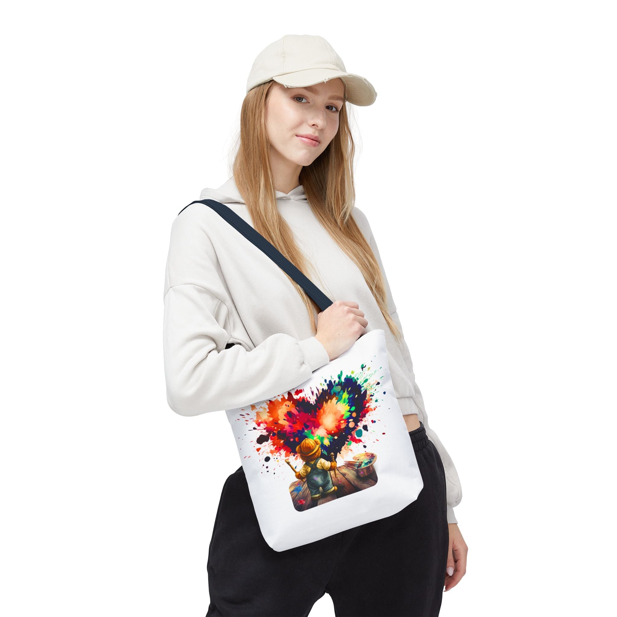 Artist Kid Paint Heart Tote Bag – Colorful Heart Splash All-Over Print Tote