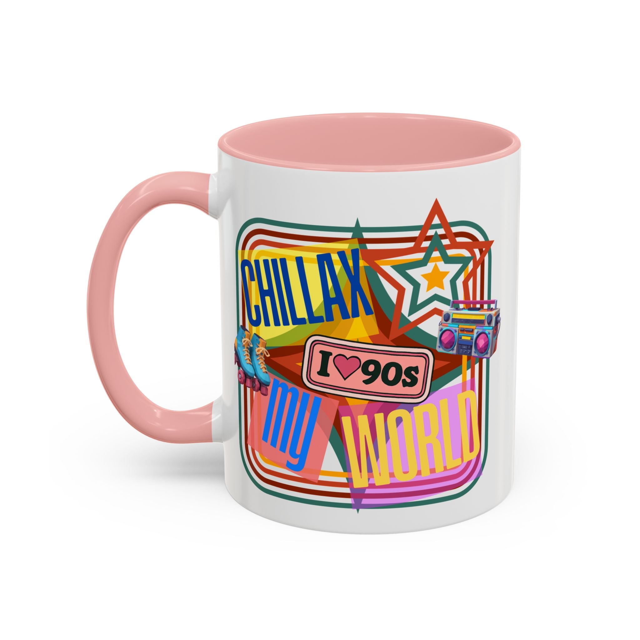 90s Retro 'Chillax My World' Accent Coffee Mug
