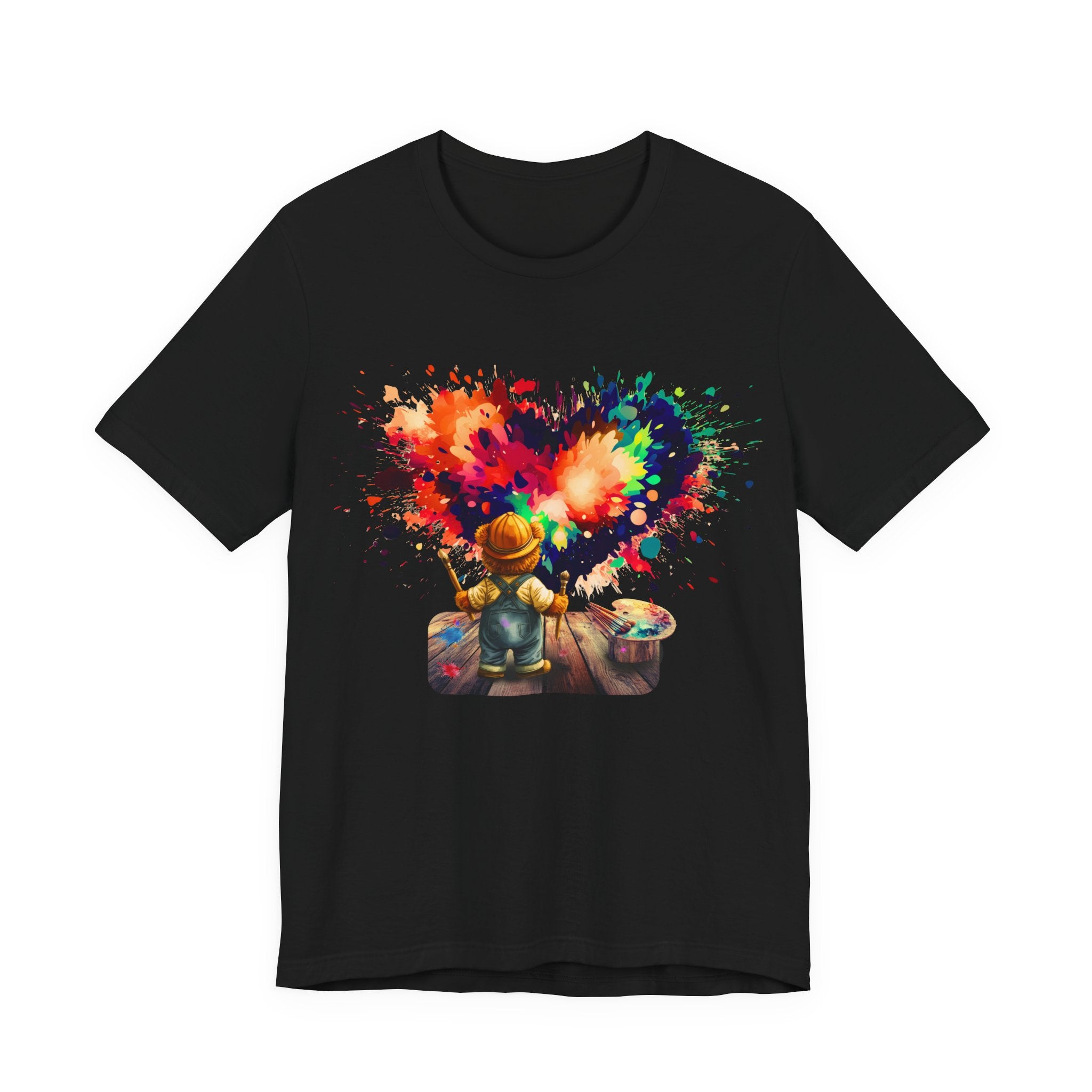 Painter Kid Heart Splash T‑Shirt — Colorful Artistic Kids Tee