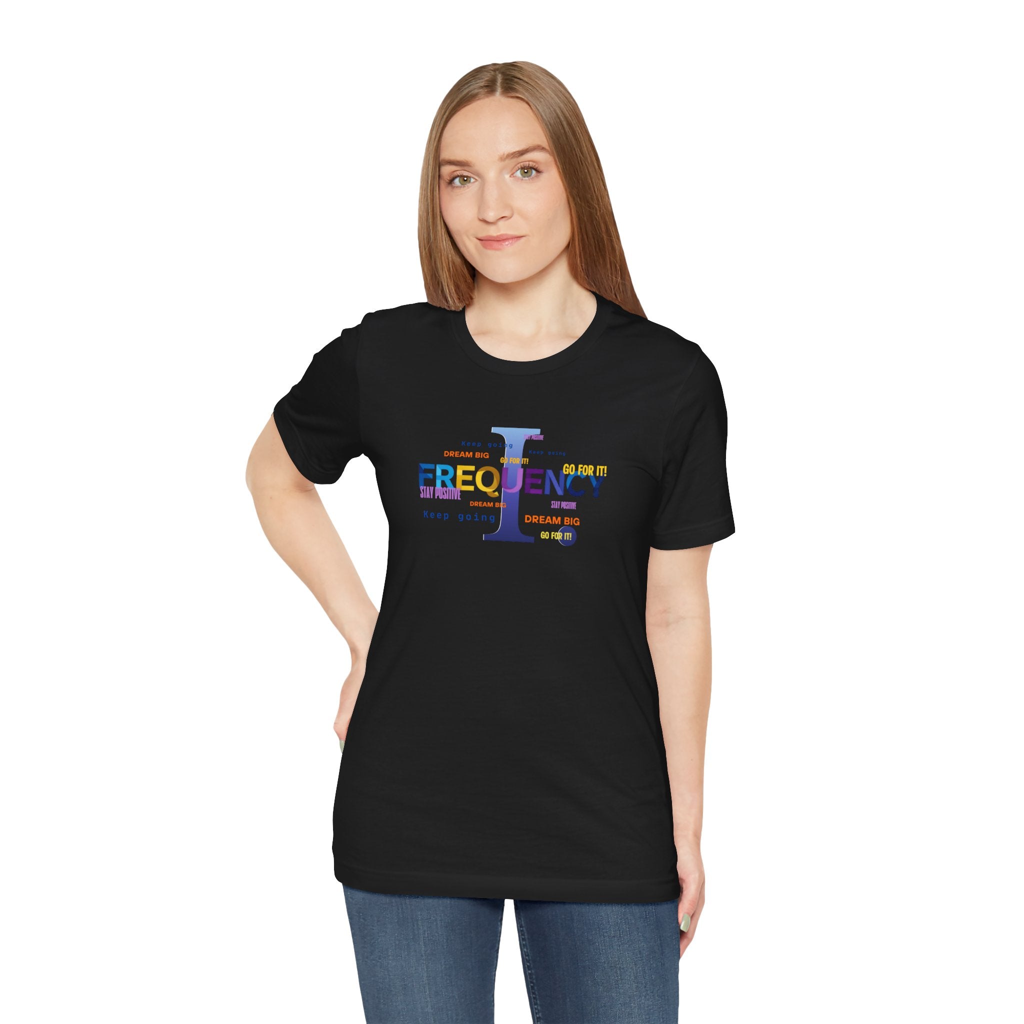 Frequency Graphic Tee — Inspirational Vibes, Repeated Typography Design