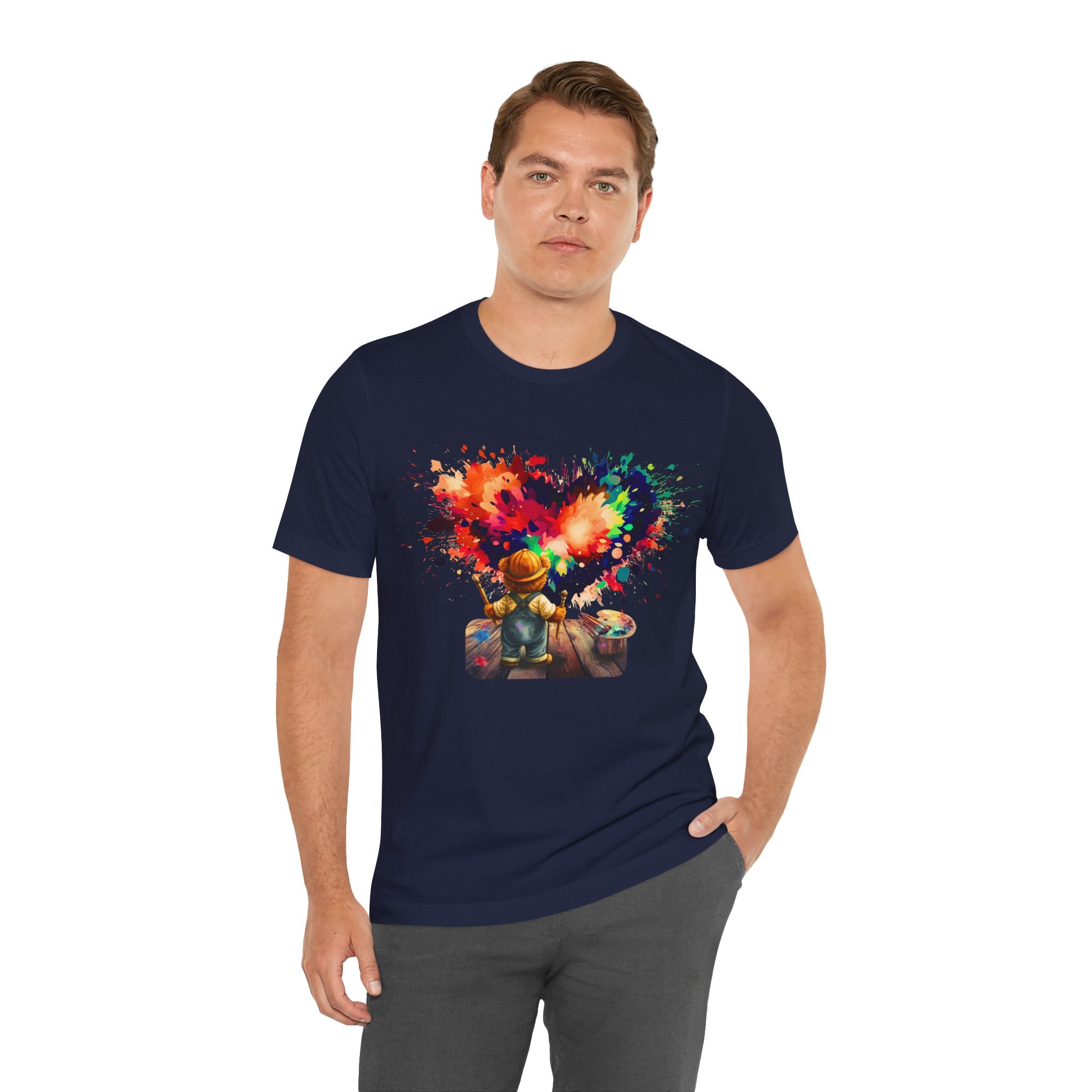 Painter Kid Heart Splash T‑Shirt — Colorful Artistic Kids Tee