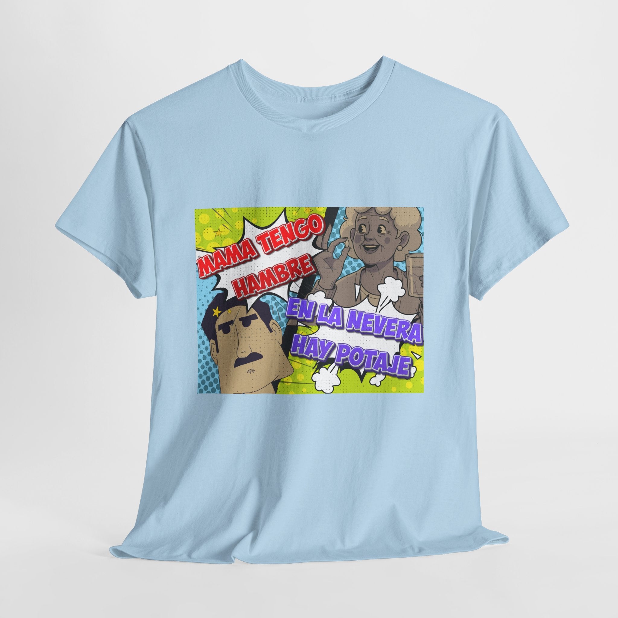 Pop Art Spanish Meme T-Shirt — "Mamá tengo hambre" Comic Tee