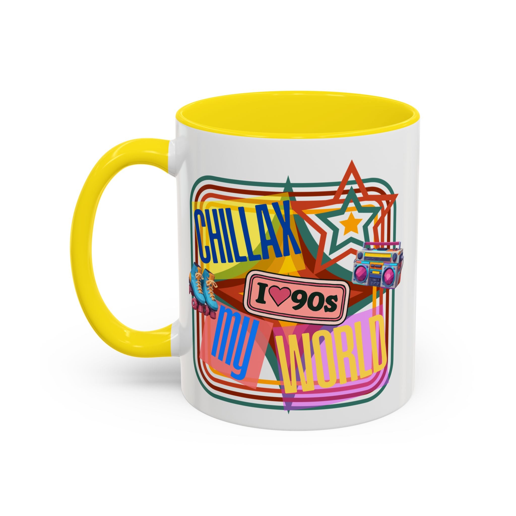 90s Retro 'Chillax My World' Accent Coffee Mug
