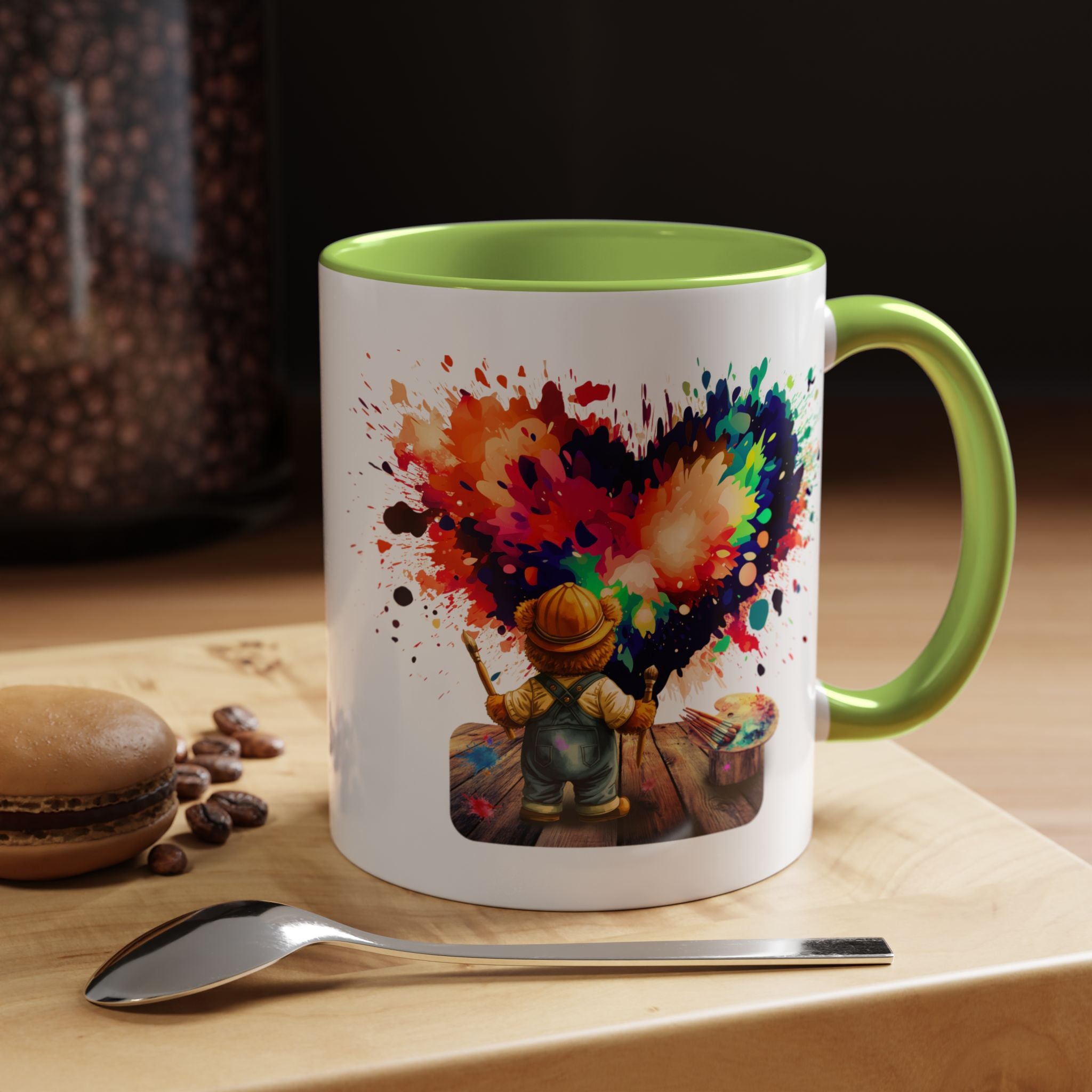 Colorful Heart Paint Mug — Artist Child Splash Coffee Cup (11/15oz)