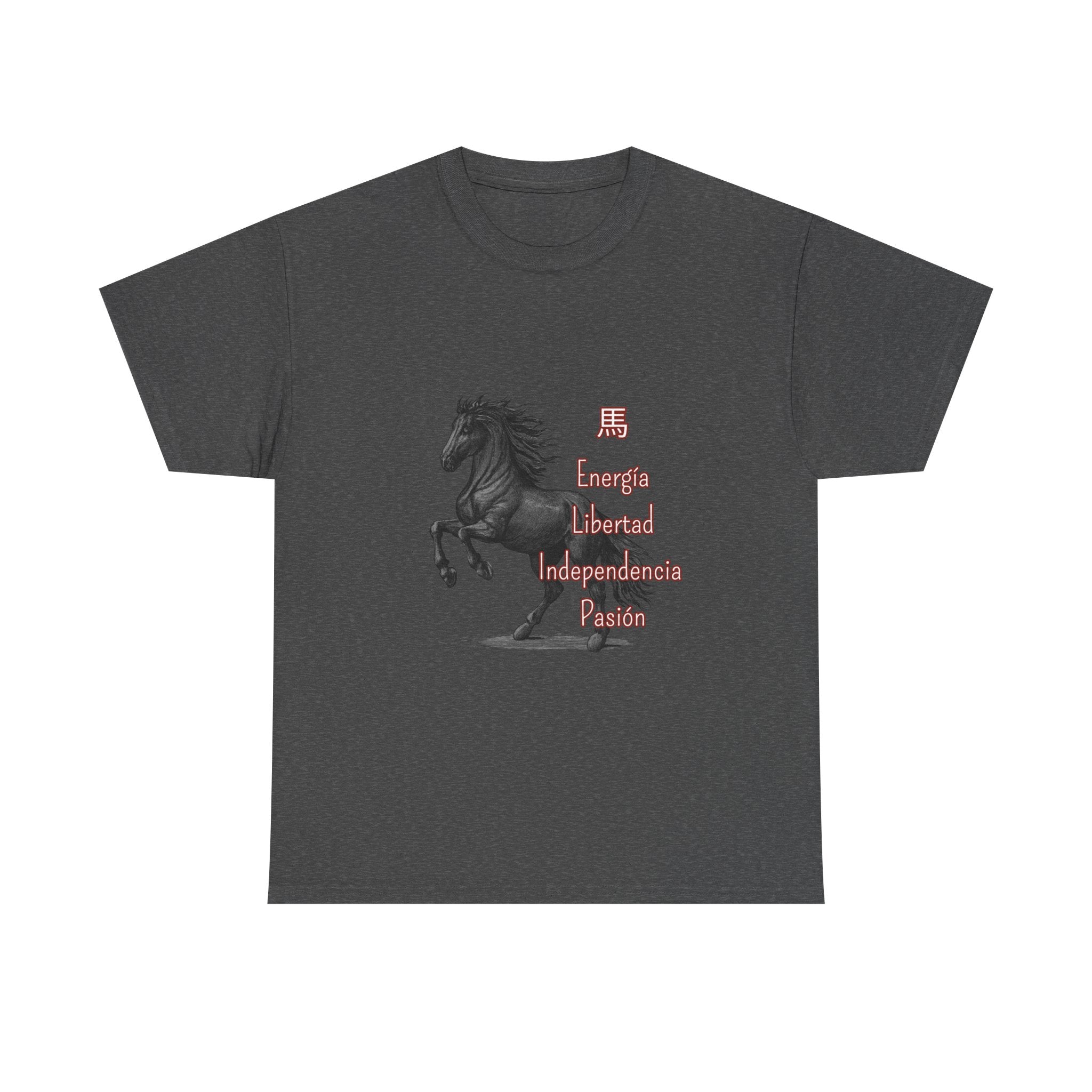 Galloping Black Horse Tee — 'Energy, Liberty, Independence, Passion' Graphic T-Shirt