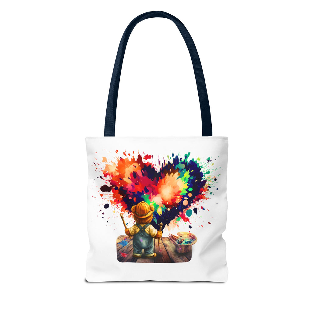 Artist Kid Paint Heart Tote Bag – Colorful Heart Splash All-Over Print Tote