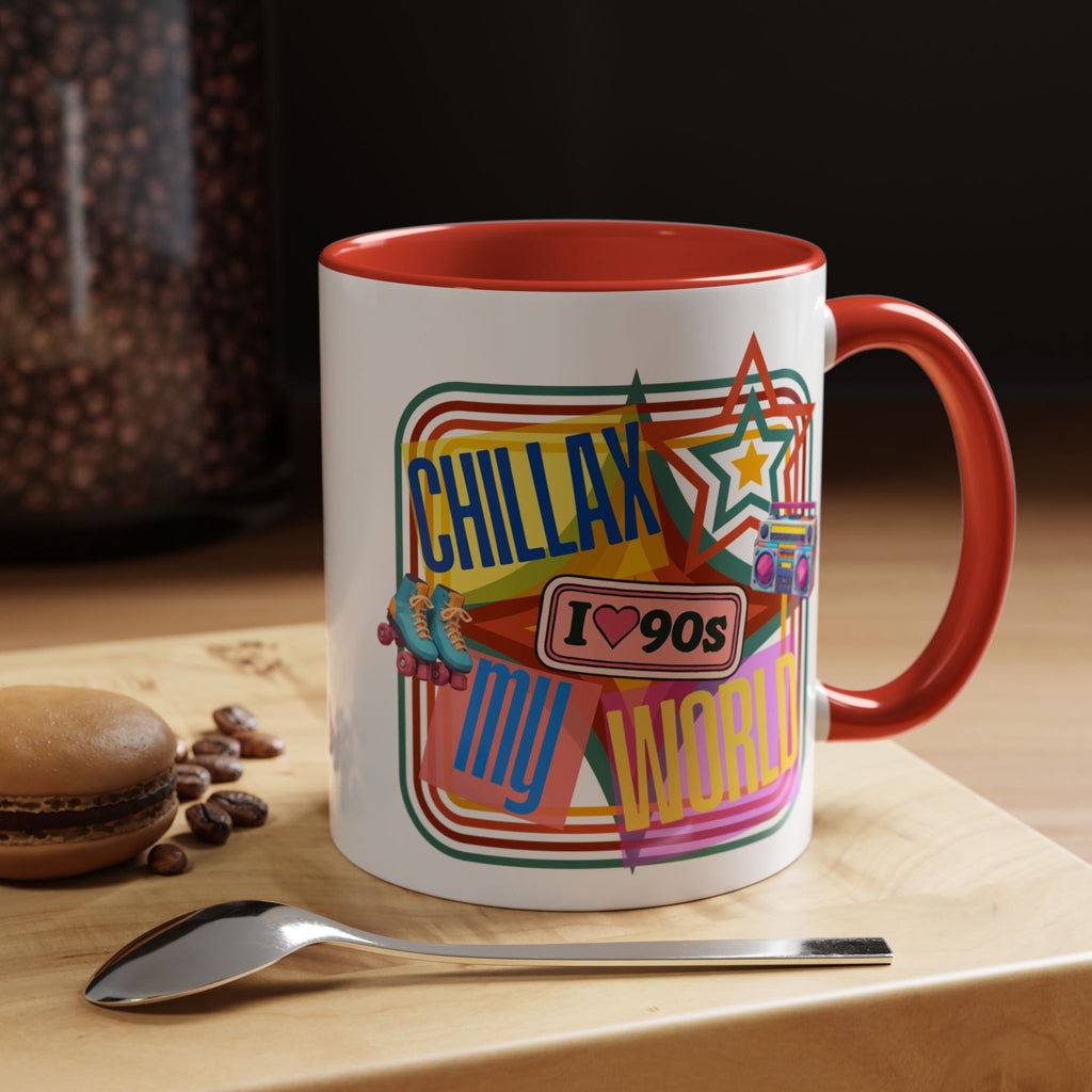 90s Retro 'Chillax My World' Accent Coffee Mug
