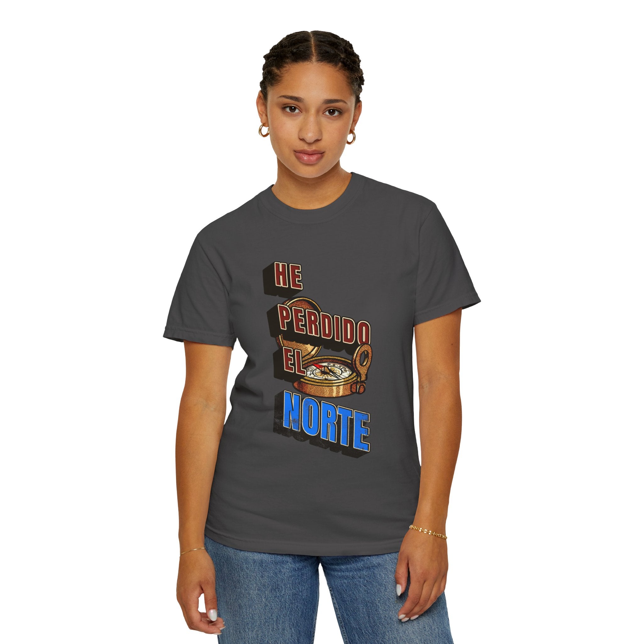 T-Shirt — "He Perdido El Norte" Vintage Compass Graphic
