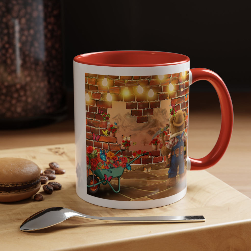 Garden Boy Coffee Mug — Whimsical Scarecrow Garden Scene Accent Mug