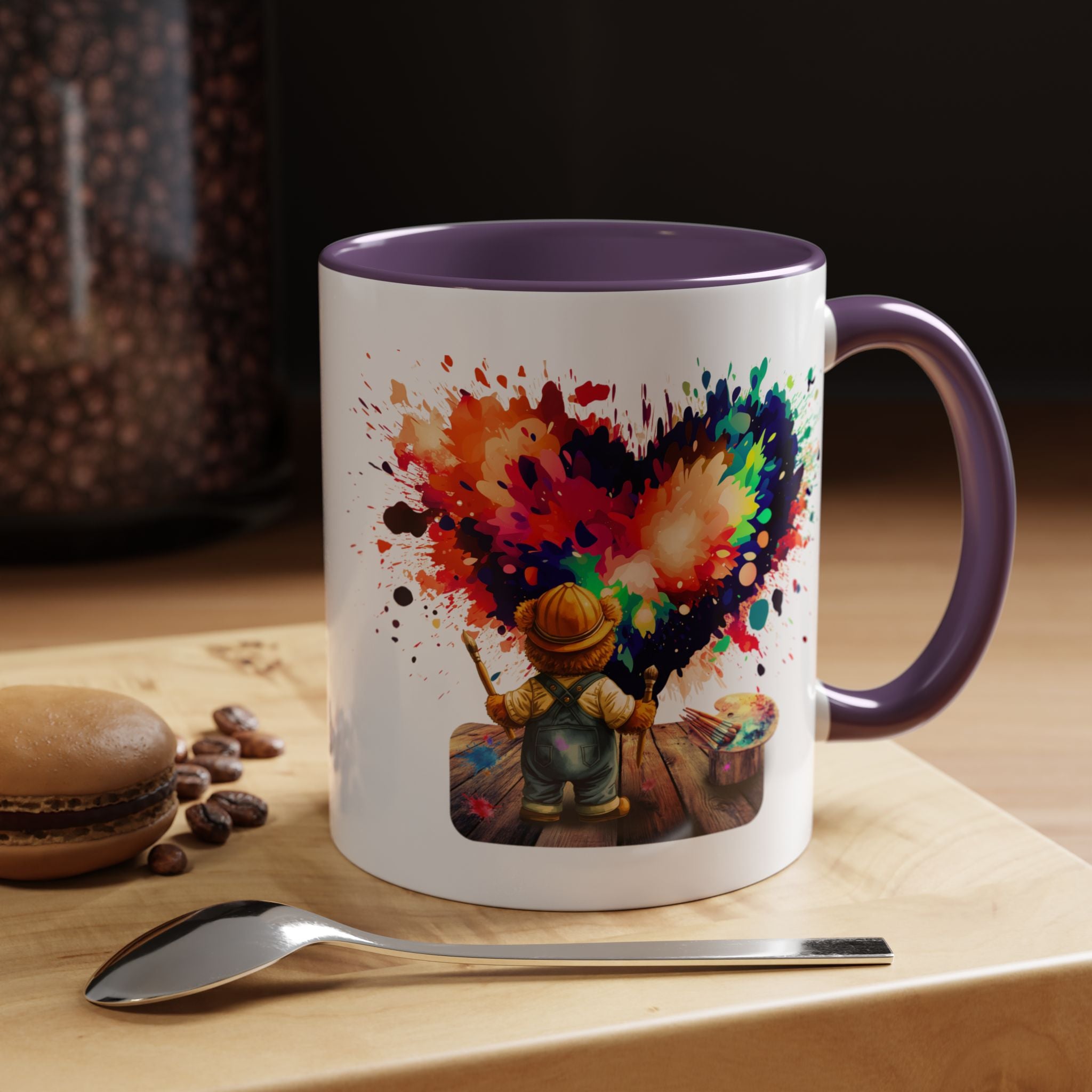 Colorful Heart Paint Mug — Artist Child Splash Coffee Cup (11/15oz)