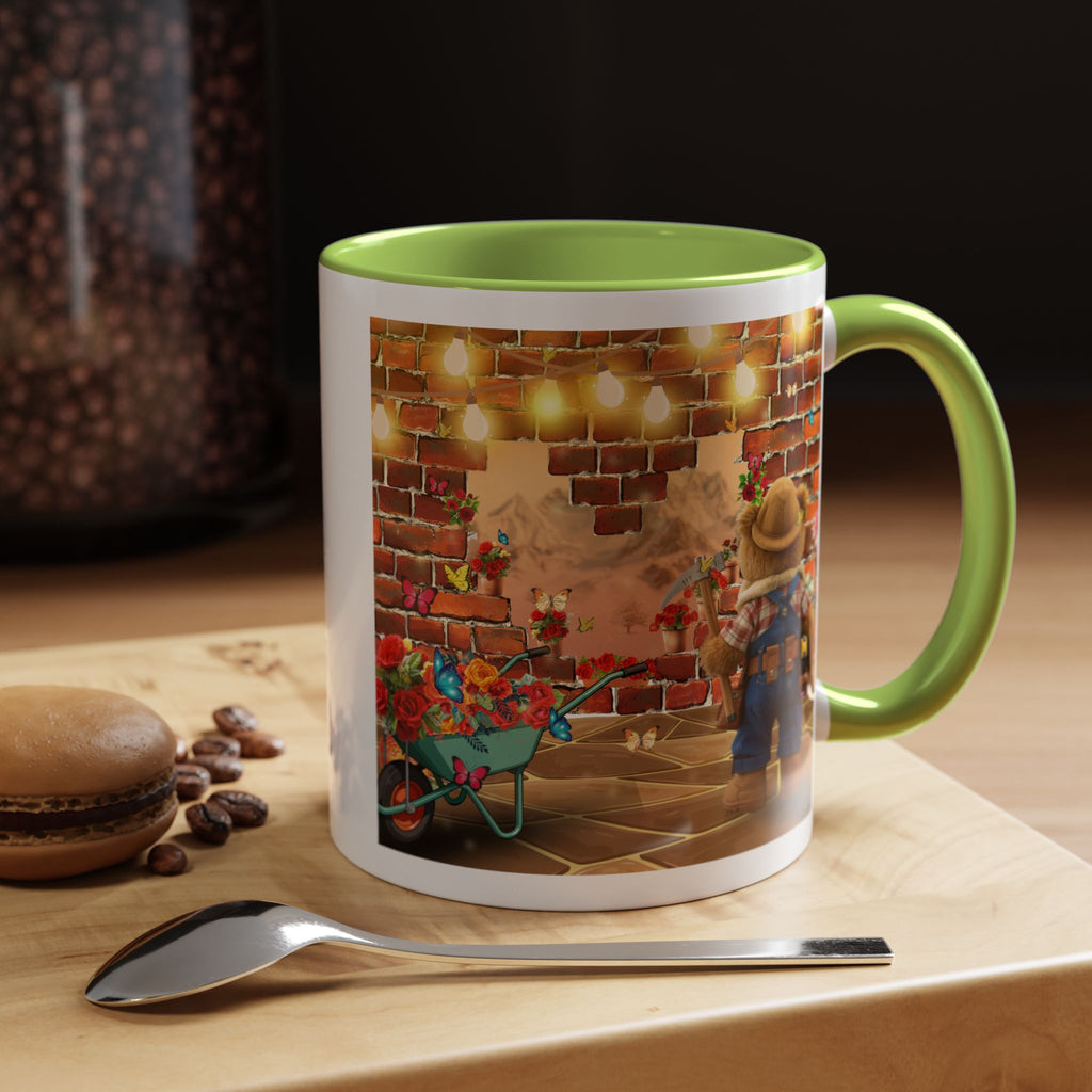 Garden Boy Coffee Mug — Whimsical Scarecrow Garden Scene Accent Mug