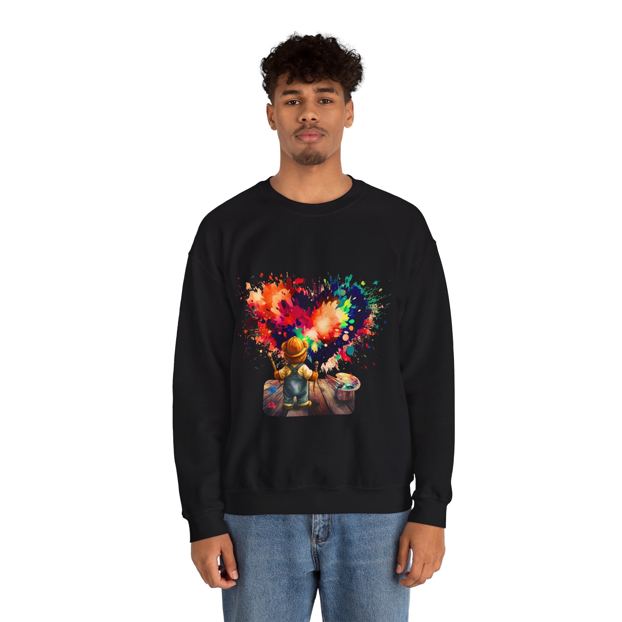 Paint Heart Crewneck Sweatshirt — Artist Painting Colorful Heart Design