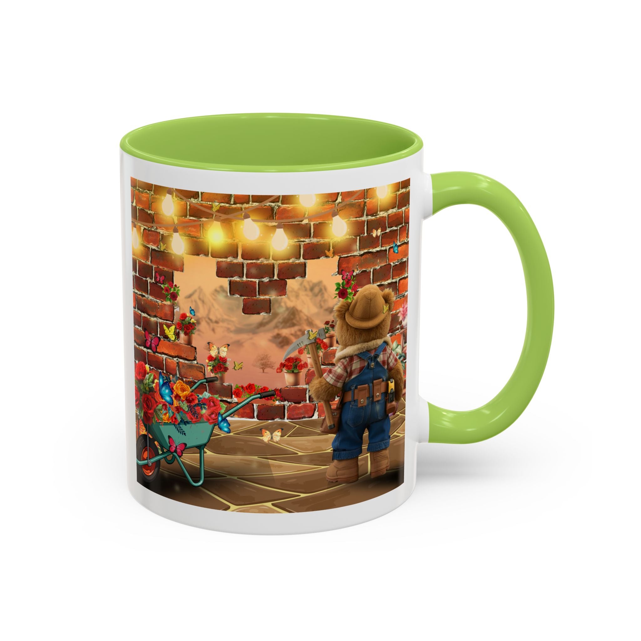 Garden Boy Coffee Mug — Whimsical Scarecrow Garden Scene Accent Mug