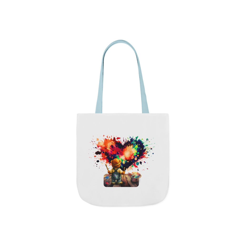 Artistic Heart Canvas Tote — Colorful Kid Painter Design