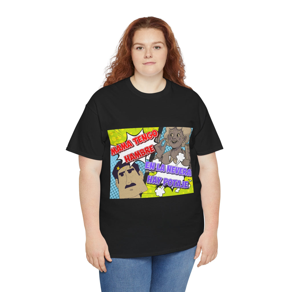 Pop Art Spanish Meme T-Shirt — "Mamá tengo hambre" Comic Tee