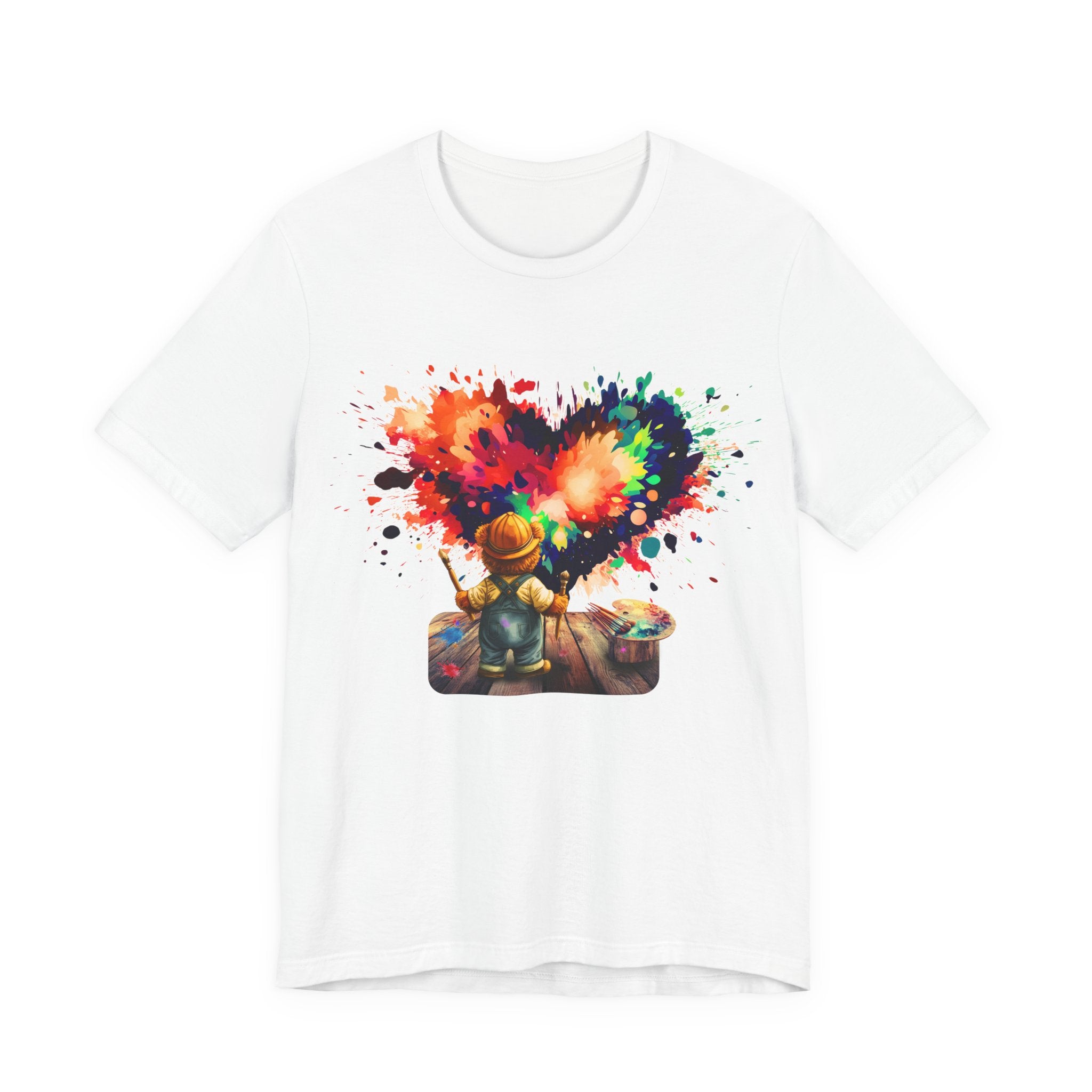 Painter Kid Heart Splash T‑Shirt — Colorful Artistic Kids Tee
